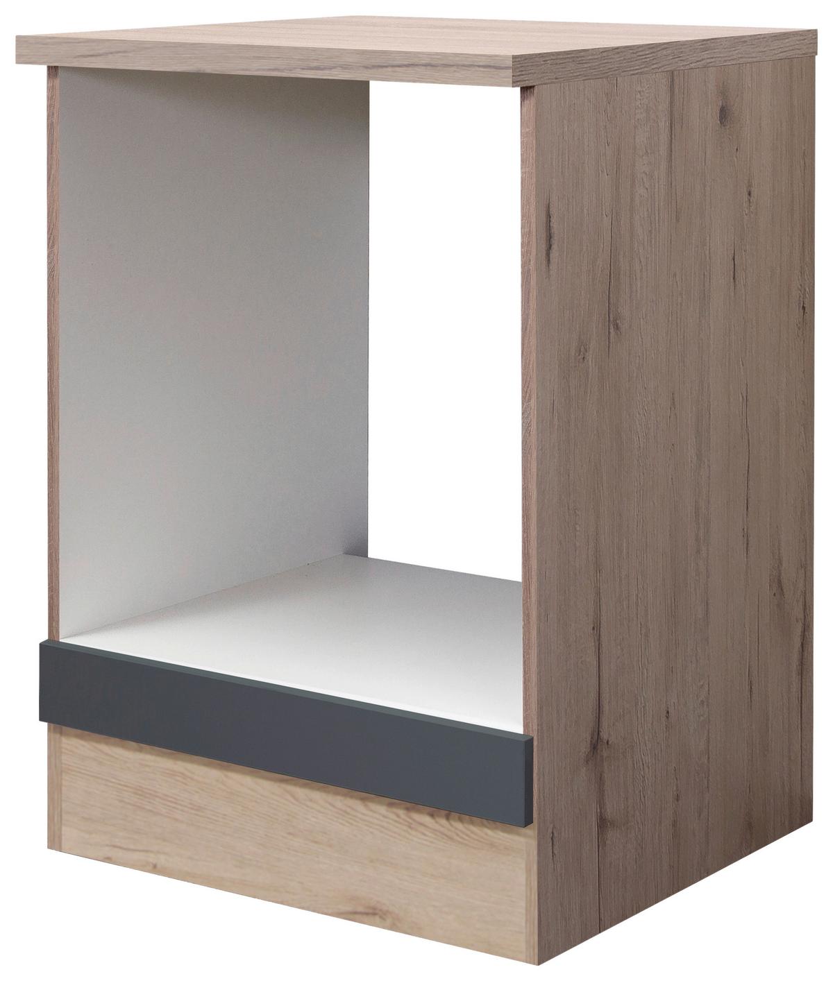 Herdumbauschrank Shadow B:60cm Grau/eiche Dekor + Arbeitspl. - Dunkelgrau/Eiche San Remo, MODERN, Holzwerkstoff (60/85/60cm)