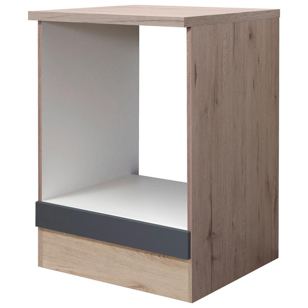 Herdumbauschrank Shadow B:60cm Grau/Eiche Dekor + Arbeitspl.