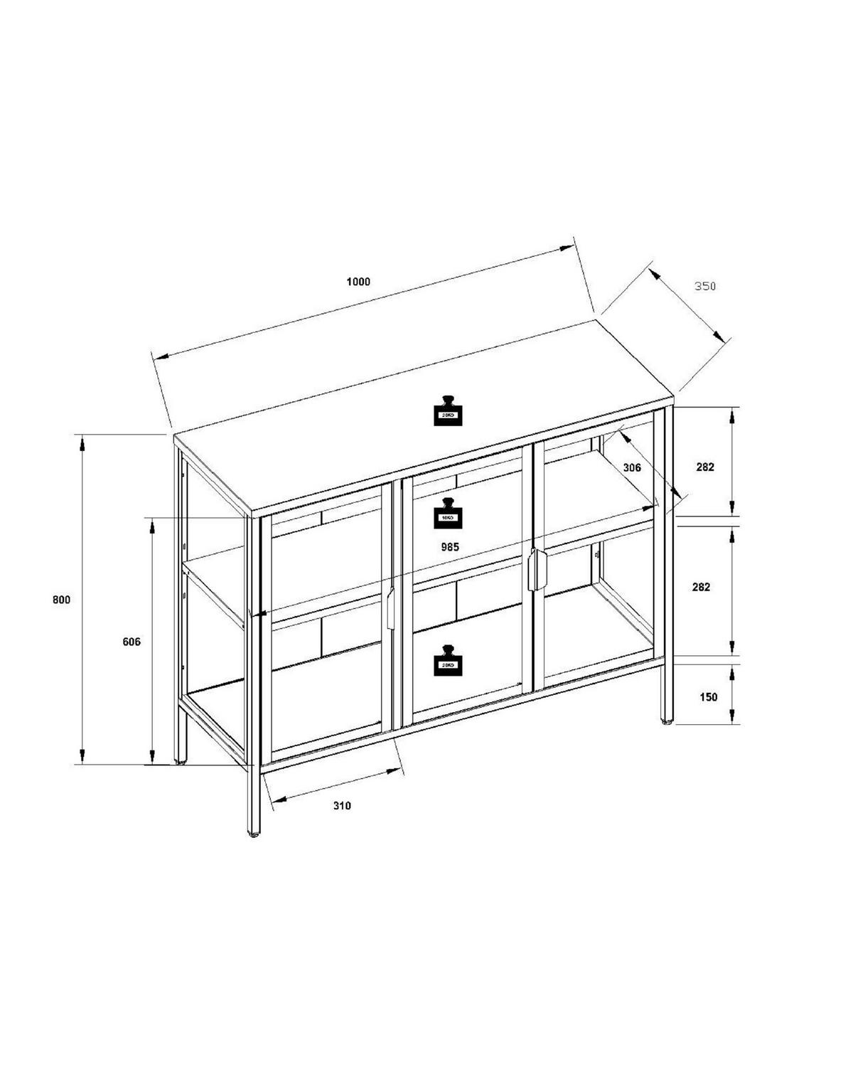 Vitrine Floka Schwarz B: 110 Cm - Transparent/Schwarz, Design, Glas/Metall (110/80/35cm) - MID.YOU