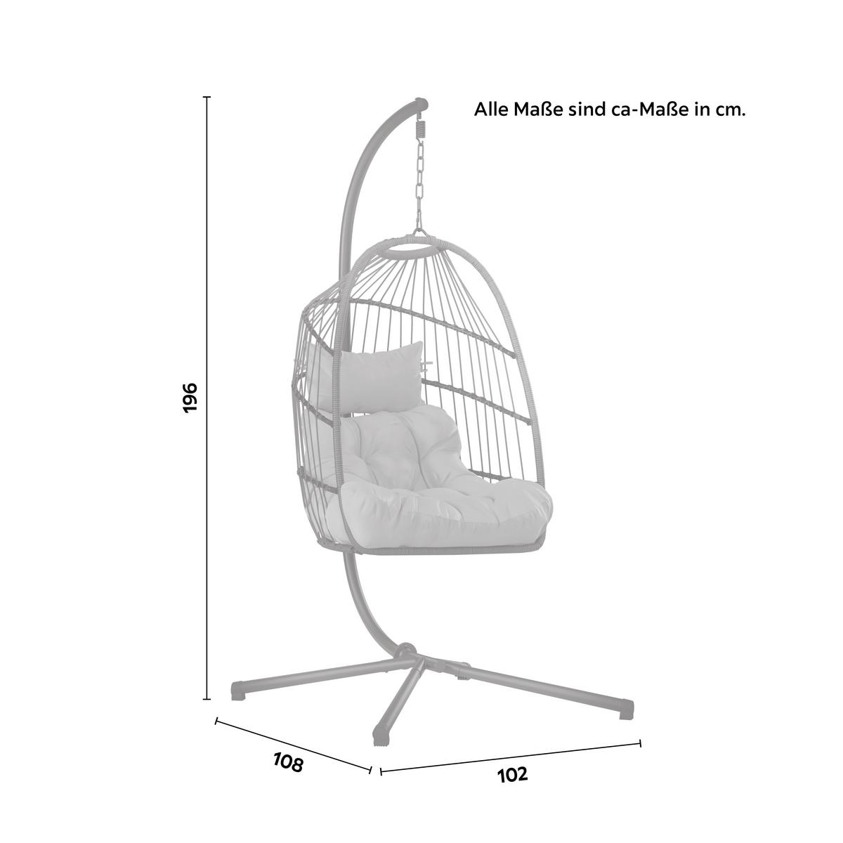 ZÁVĚSNÉ KŘESLO LAURA - šedá/černá, Basics, kov/textil (103/198/102cm) - Mömax