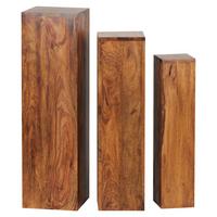 Dekosäulen 3er-Set Holz Massiv Sheesham - Sheeshamfarben, Design, Holz (24,5/24,5/85cm) - MID.YOU