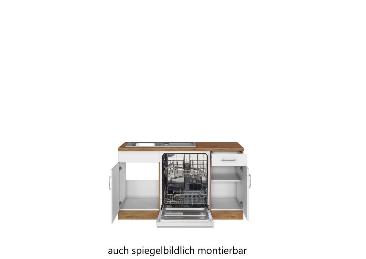 Eckküche Winkelblock Mit Geräten 270x210 Cm Weiß - Eiche Wotan/Weiß, MODERN, Holzwerkstoff (210/270cm) - Held