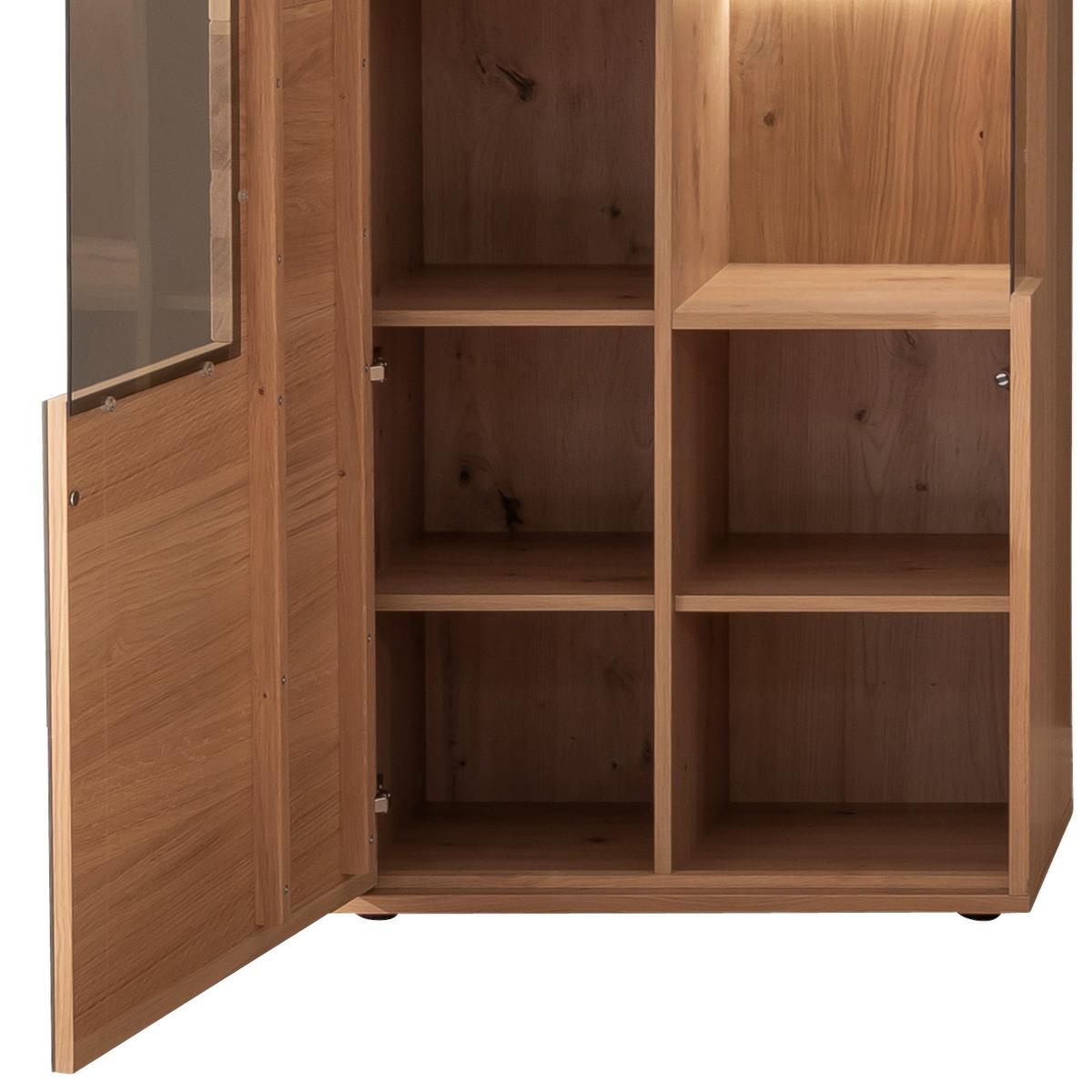 Wohnkombination Teilmassiv 3tlg. Valencia Anthrazit - Eiche Bianco/Anthrazit, Design, Glas/Holz (258/207/50cm) - MID.YOU