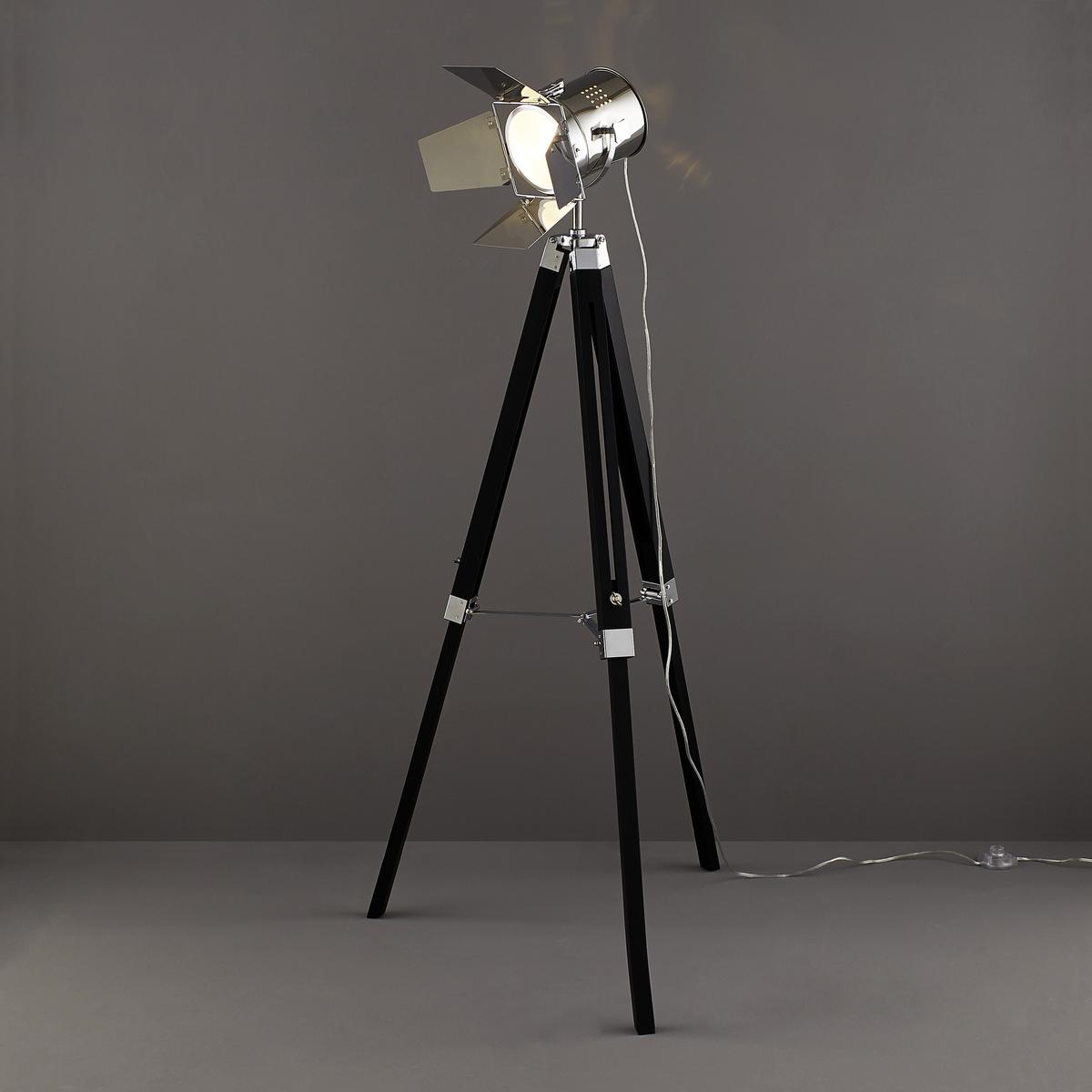 Stehleuchte 2055322 Star - Chromfarben/Schwarz, LIFESTYLE, Holz/Metall (56,5/100-140cm) - Näve