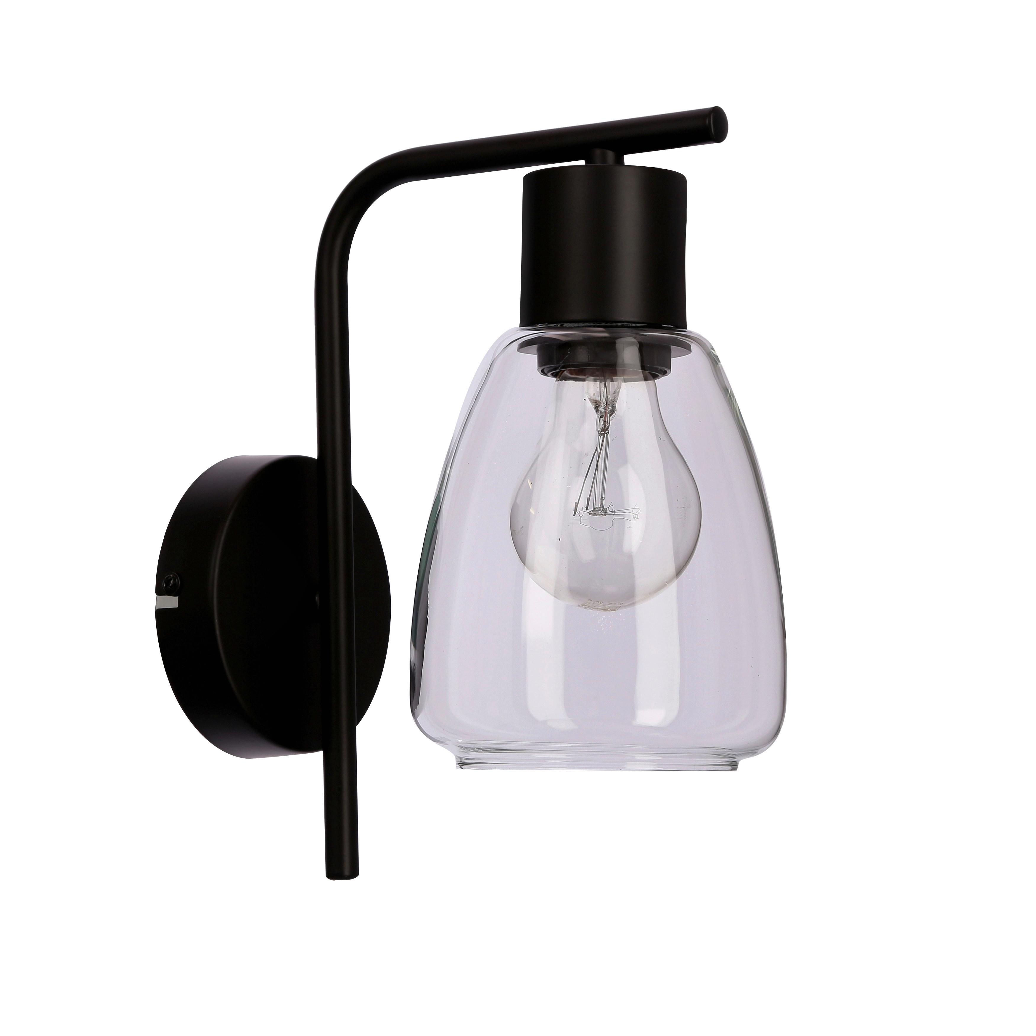 Wandleuchte 21-35110 Moldo - Transparent/Schwarz, Design, Metall (17.4/12/23.5cm)