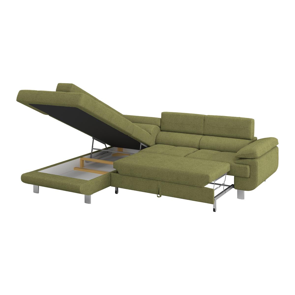 Ecksofa Mit Schlaffunktion & Bettkasten Savona Khaki - Khaki, MODERN, Textil (230/270cm) - Ondega