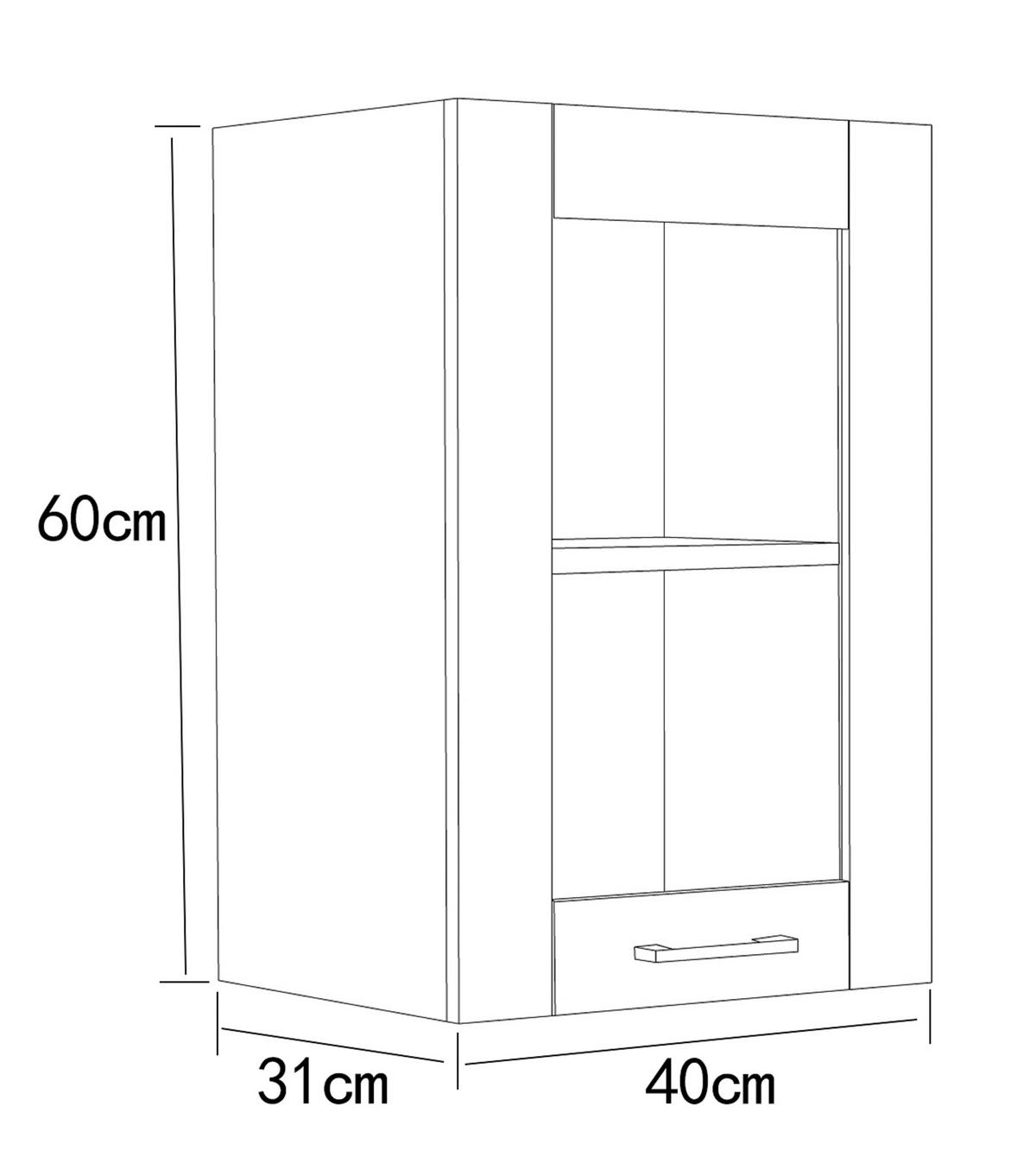 Küchenoberschrank Colura - Anthrazit/Weiß, Trend, Glas/Holzwerkstoff (40/60/31cm) - MID.YOU