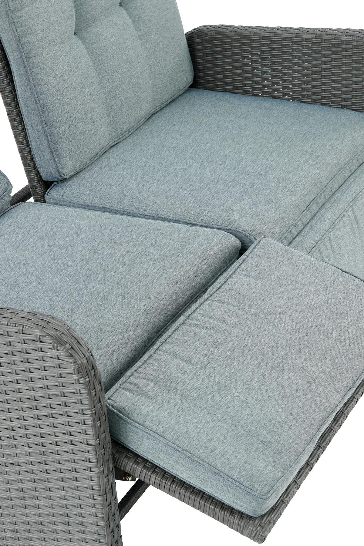 Loungegarnitur 4-Tlg Santander Metall/Polly-Rattan mit Kissen - Grau, MODERN, Kunststoff/Textil - Beldano