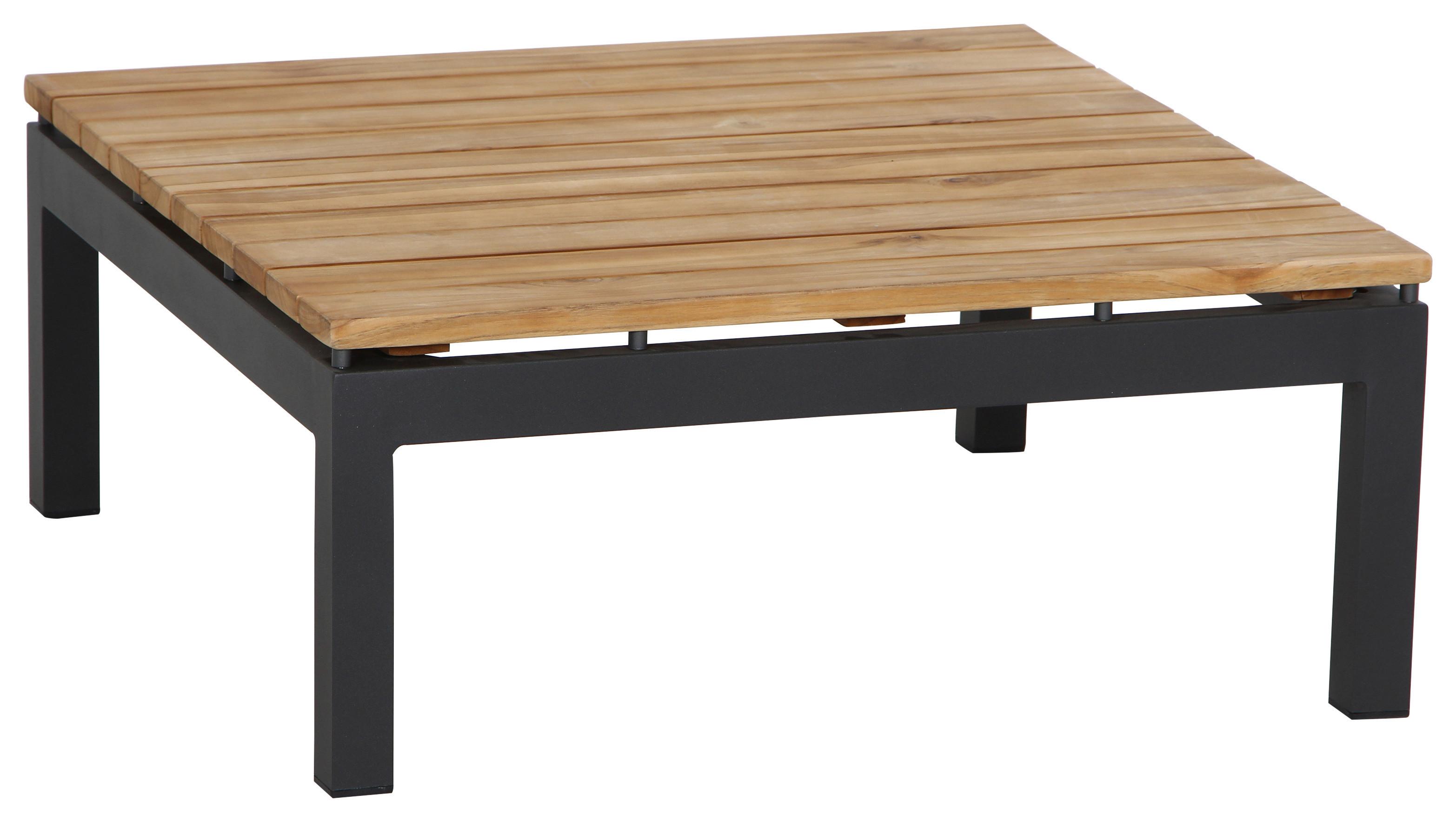 Loungetisch H16598 - Anthrazit/Teakfarben, MODERN, Holz/Metall (73,5/73,5/31,5cm) - Siena Garden