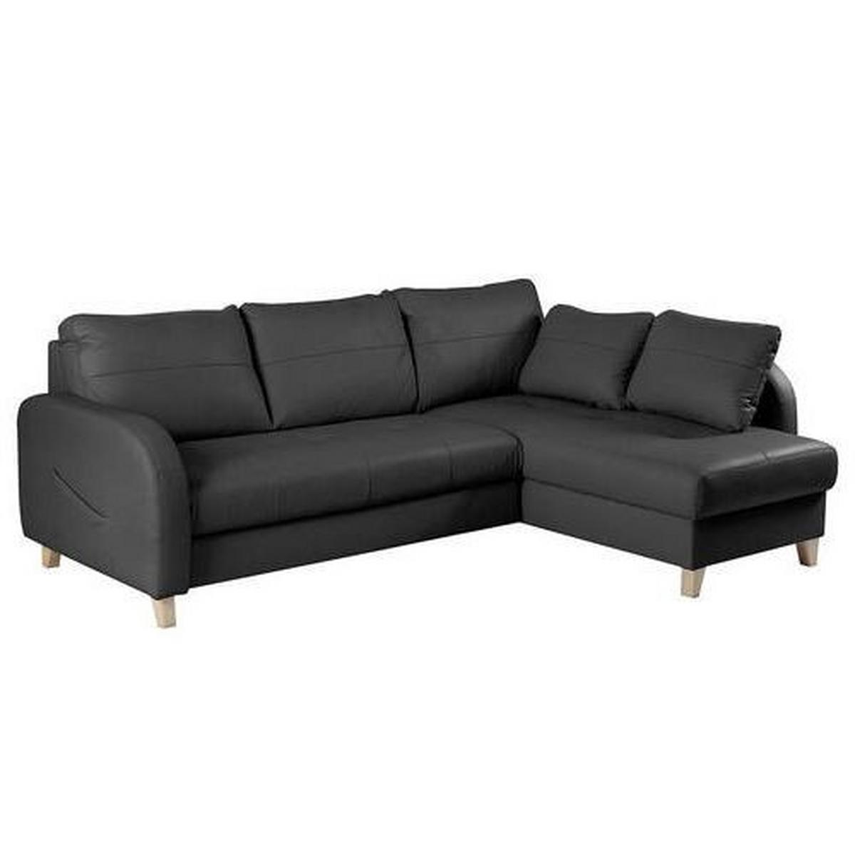 Ecksofa Compact Schwarz B: 227x168 Cm - Buchefarben/Schwarz, Design, Leder/Textil (227/168cm) - Livetastic