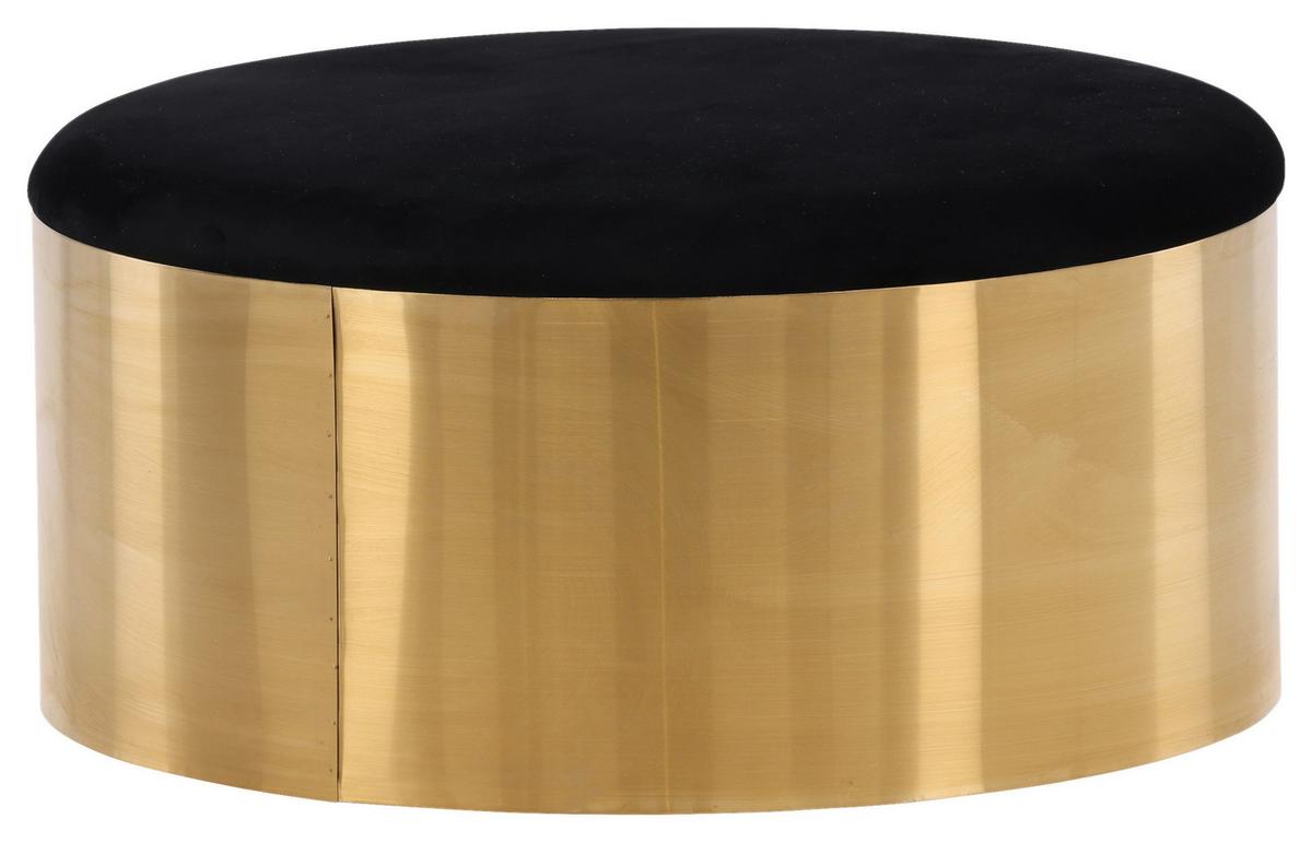 Hocker Puff - Goldfarben/Schwarz, Design, Textil/Metall (45/46/45cm) - Livetastic
