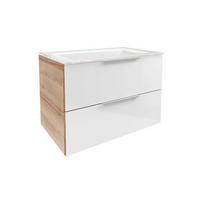 Waschtsichkombi B.Brilliant Weiß/Eichefarben B: 80cm - Eichefarben/Weiß, Basics, Glas/Holzwerkstoff (80/55,7/50,1cm) - MID.YOU