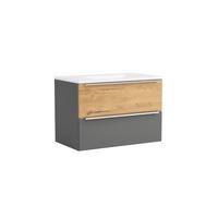 WASCHTISCHKOMBI Verona Grau/Wildeiche B: 80cm - Wildeiche/Weiß, Trend, Holzwerkstoff/Stein (80/54/47cm) - Held