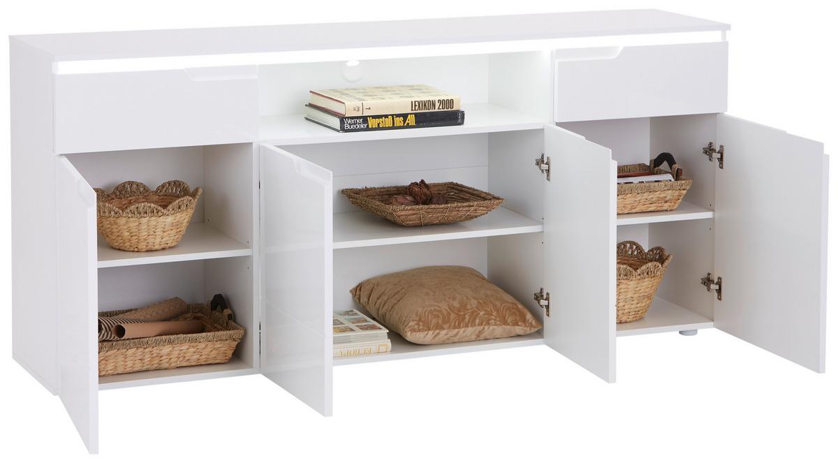 Kommode 180 cm Hilton, Weiß Hilton - Weiß Hochglanz/Weiß, MODERN, Holzwerkstoff (180/83,6/40cm)