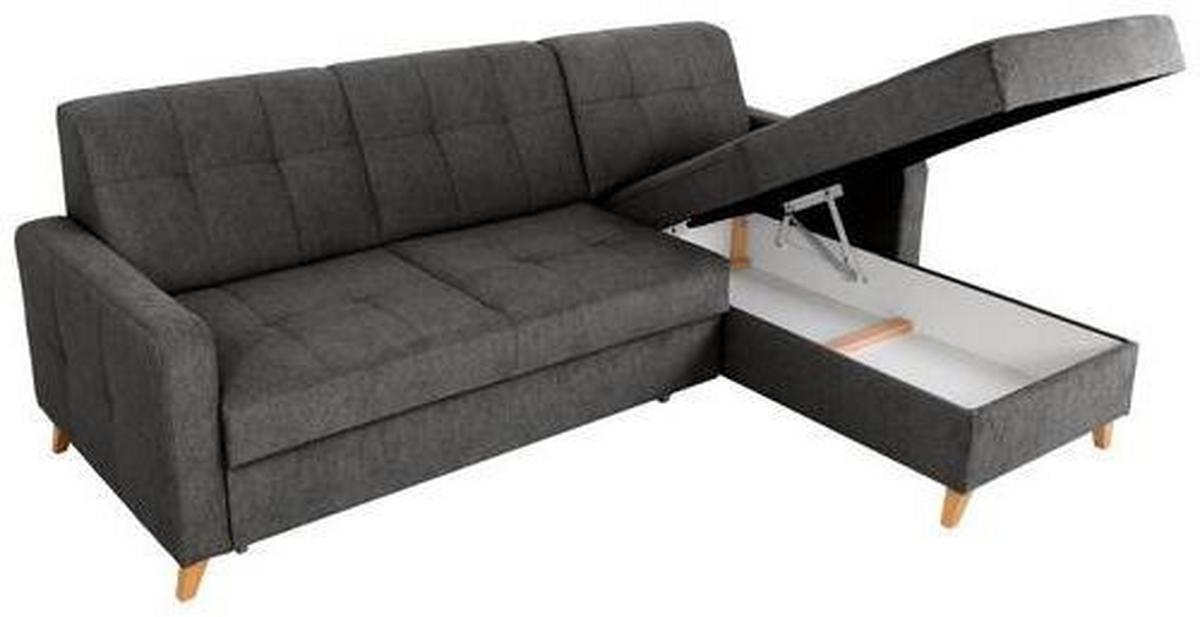 Eckschlafsofa Lars Grau S: 223/161 Cm - Kernbuche/Grau, Design, Textil (223/161cm) - MID.YOU