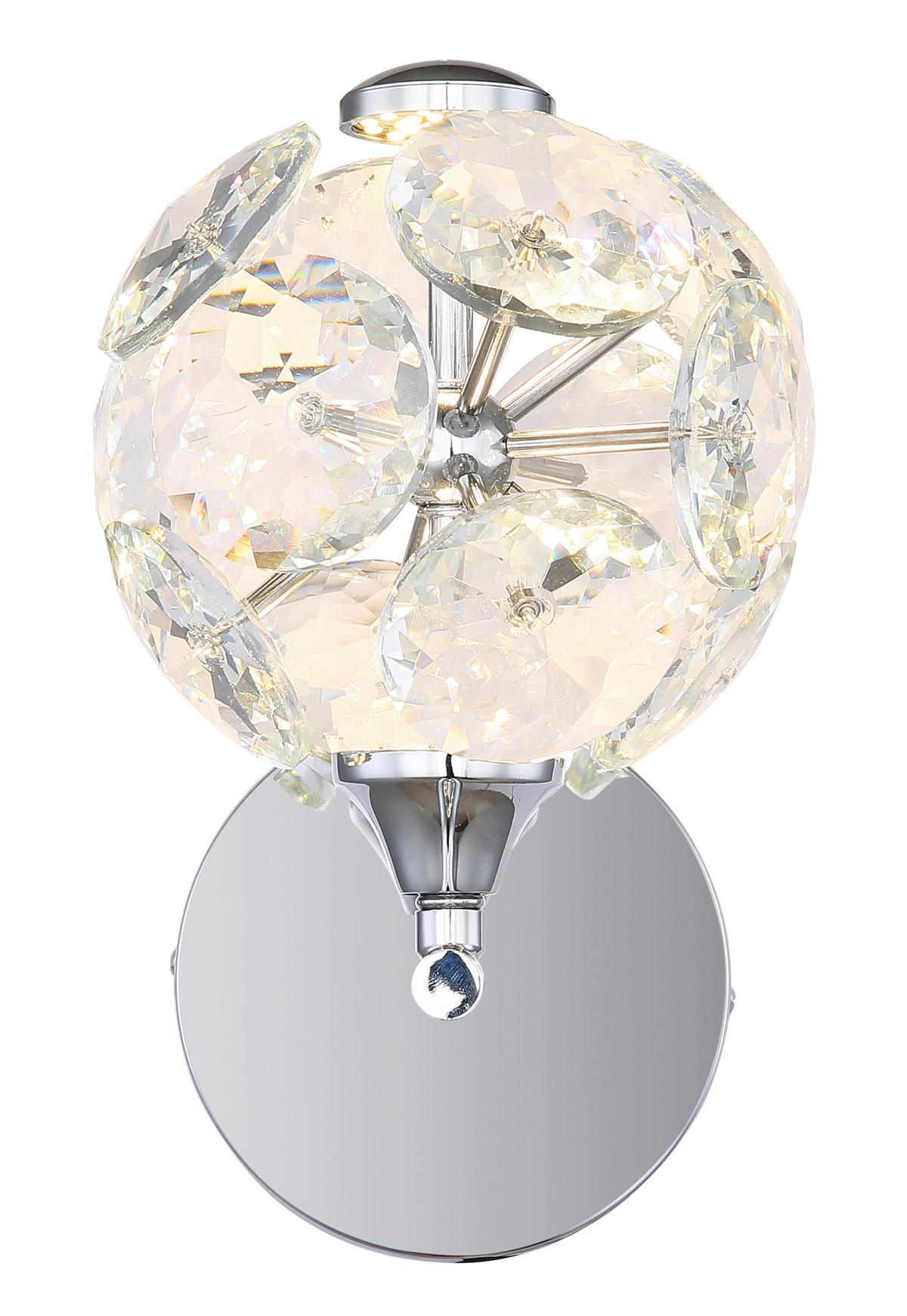 LED-Wandleuchte Virina Klar Chromfarben D: 15 cm - Klar/Chromfarben, KONVENTIONELL, Glas/Metall (15/24cm) - Globo