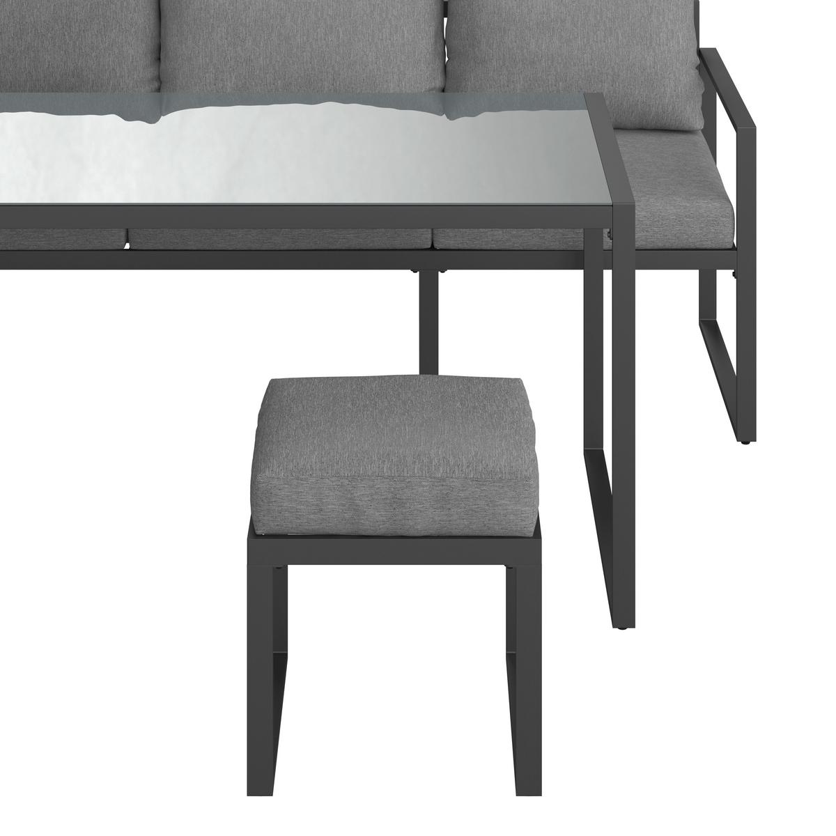 Lounge-garnitúra Leon - szürke, Modern, Üveg/fém (176/239cm) - Beldano