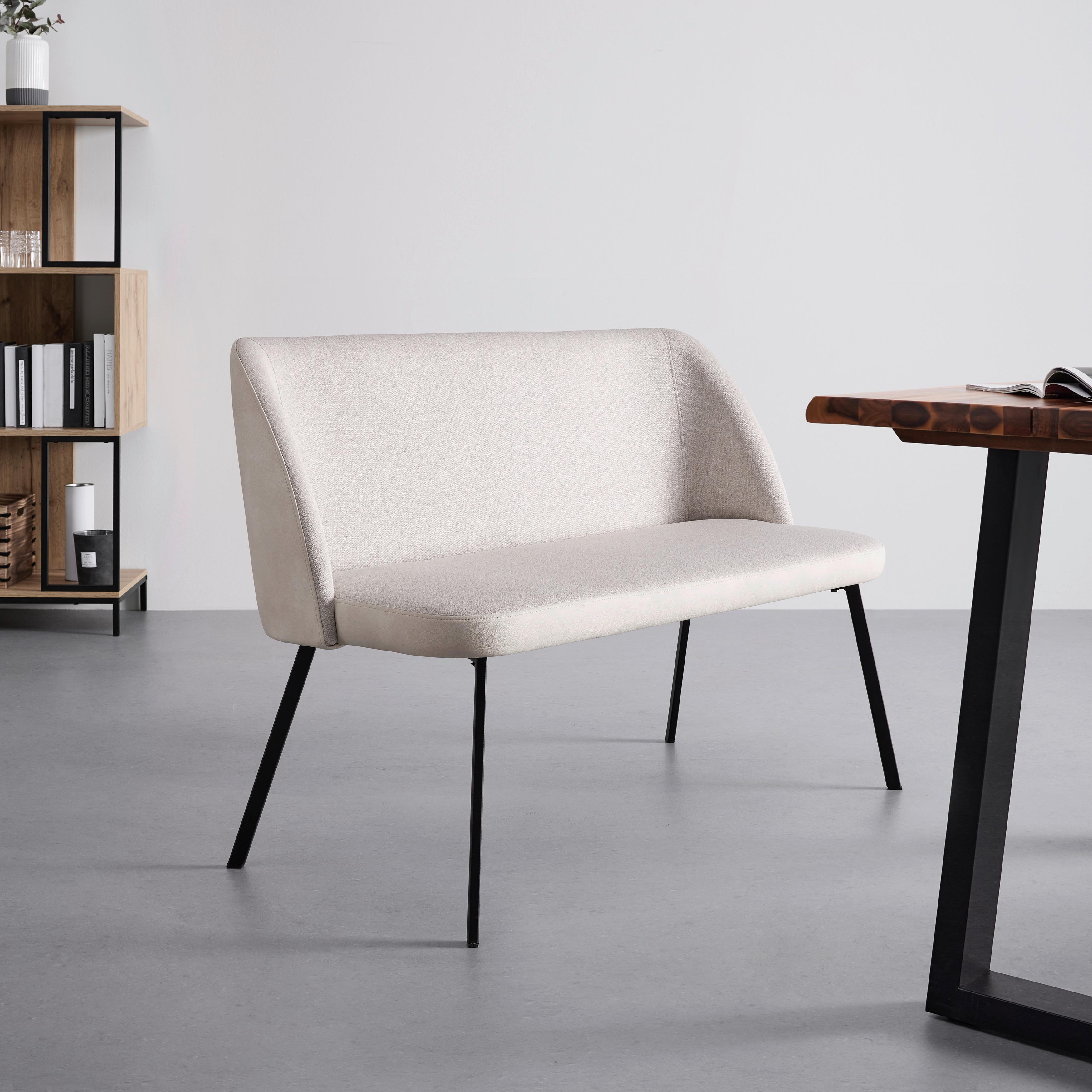 Lavice Danielle Béžová - černá/krémová, Moderní, kov/dřevo (115/82,5/65cm) - Bessagi Home