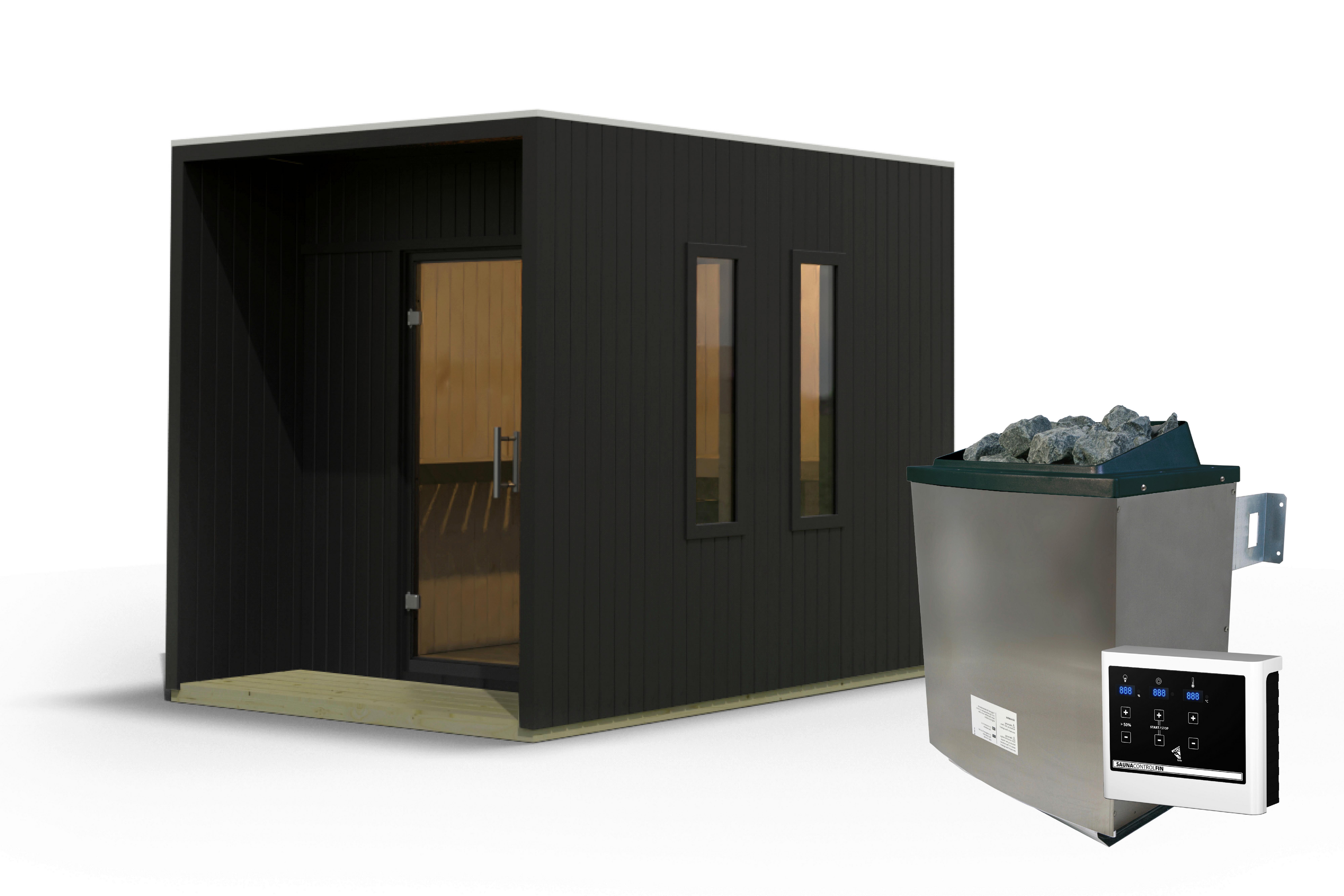 Saunahaus Areluna 2 219/244/287 Cm - Schwarz, Basics, Holz (219/244/287cm)