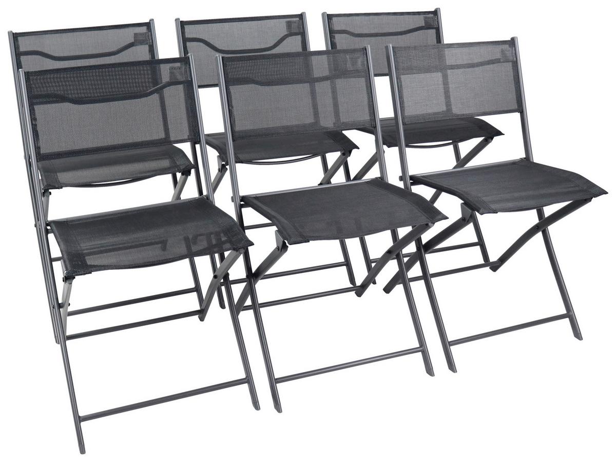 Gartenstuhl-set Klappbar Sumila Metall, Textil - Schwarz, MODERN, Textil/Metall (45/79/46cm) - Ambia Garden