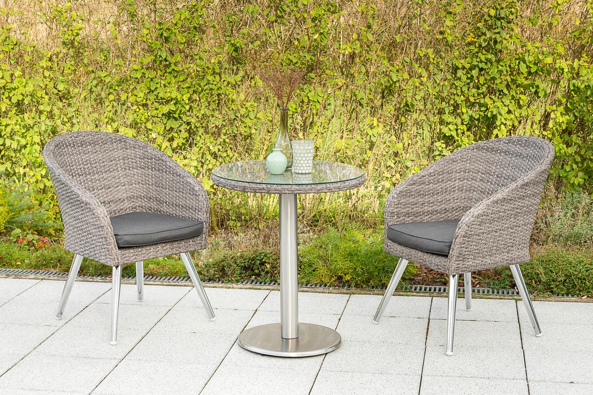 Balkonset Boulevard Set 3tlg. - Grau, MODERN, Glas/Kunststoff - Gardenson