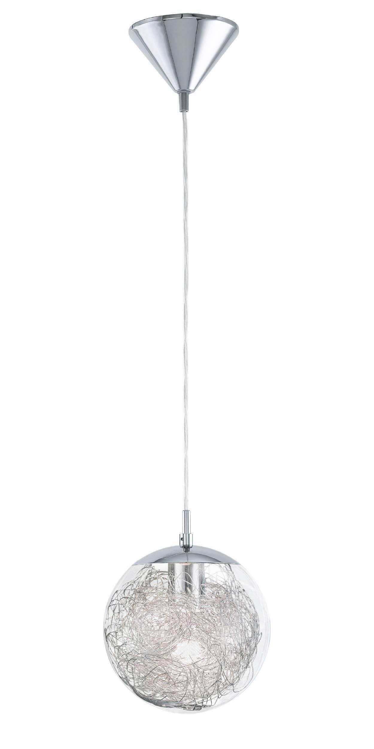 Hängeleuchte 93073* Luberio - Chromfarben/Alufarben, Basics, Glas/Metall (25/110cm) - Eglo