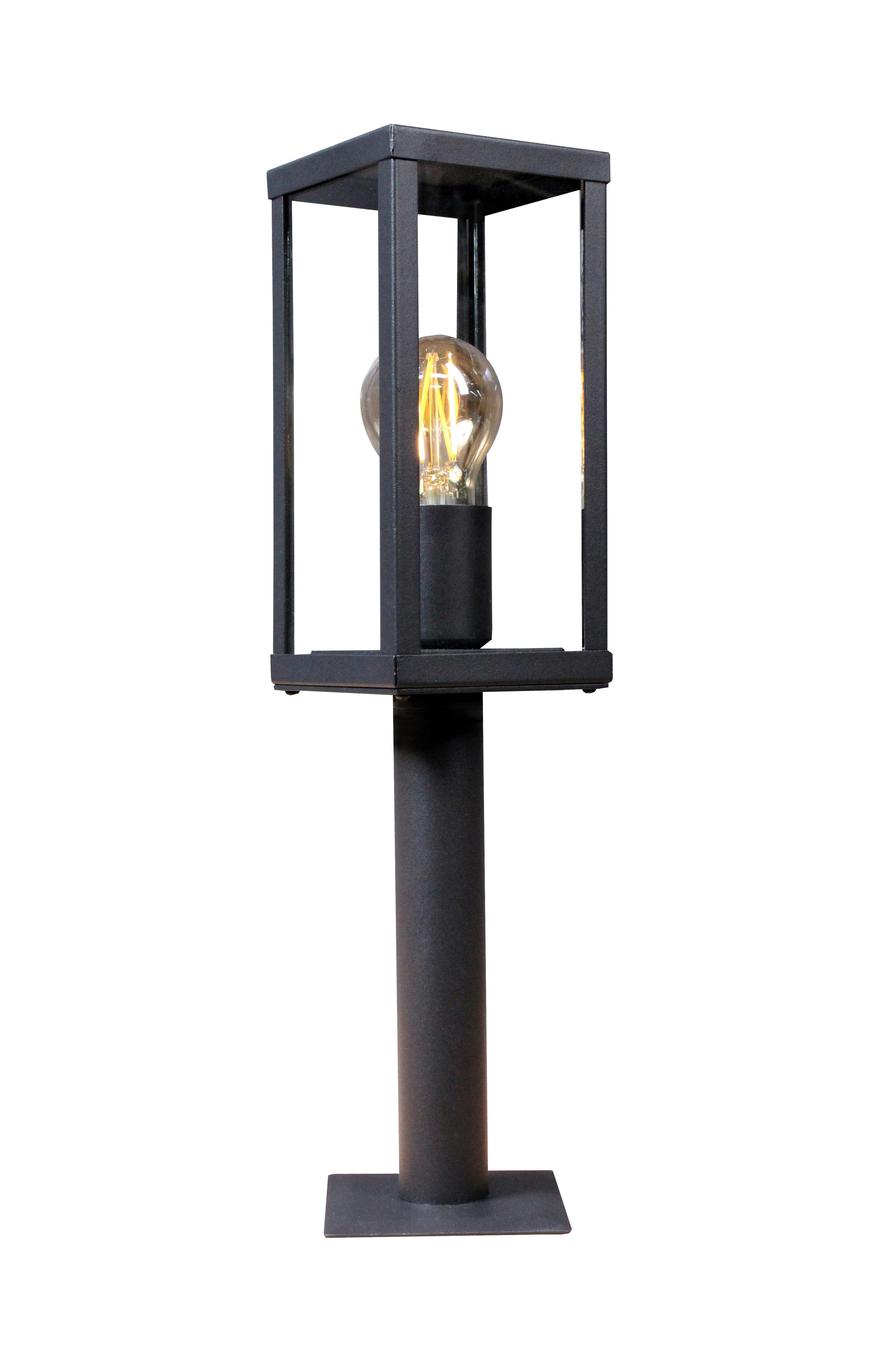 Sockelleuchte Karo 60 Watt Glas/Metall Bodenmontage - Klar/Eichefarben, Basics, Glas/Metall (50/11/11cm)