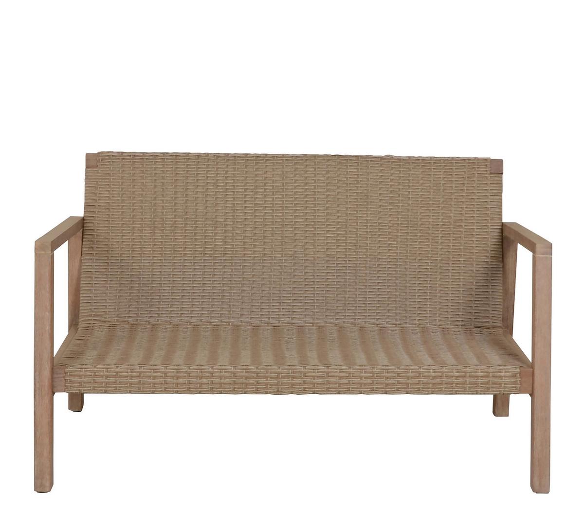 Loungegarnitur 4-Tlg San Mateo Echtholz/Kunststoff mit Kissen - Beige/Braun, MODERN, Holz (83/72/121cm) - Gardenson