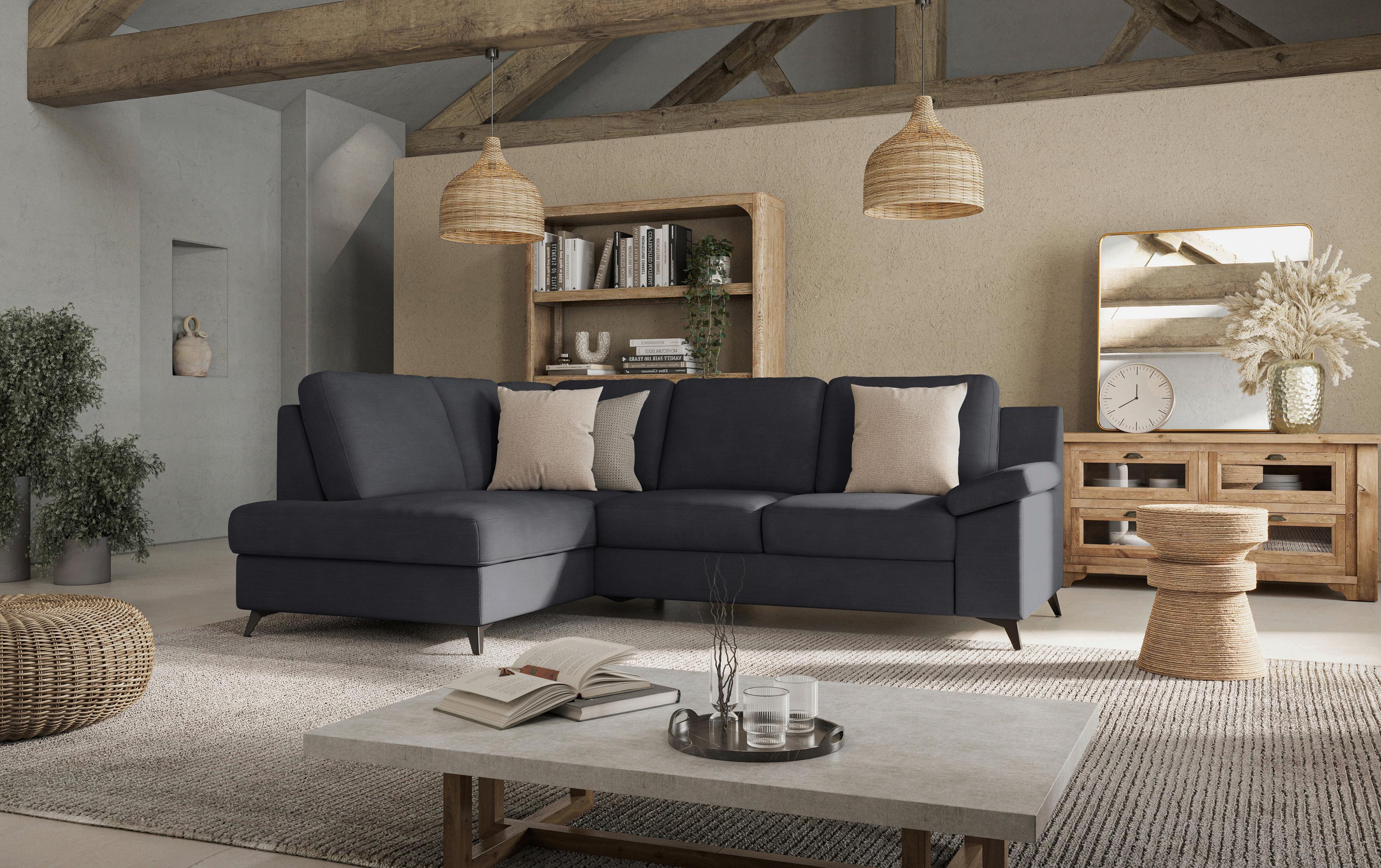 Ecksofa Boom, Dunkelblau S: 170x242 Cm - Schwarz/Dunkelblau, KONVENTIONELL, Textil (170/242cm) - Cotta