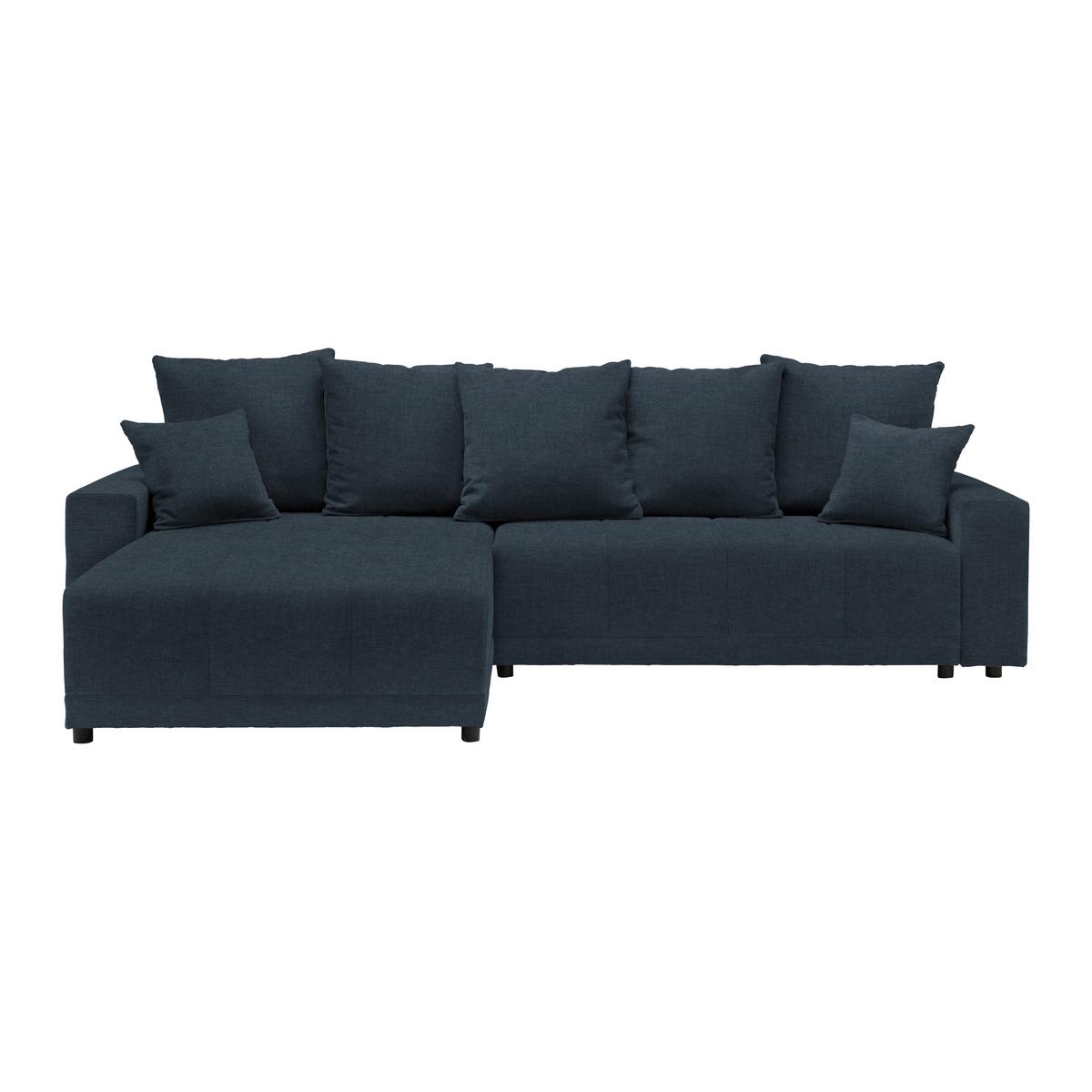 Rohová sedačka ALATRI, oboustr.,tmavě modrá,s polšt. - černá/zelená, Moderní, textil/plast (289/90/176cm) - Based