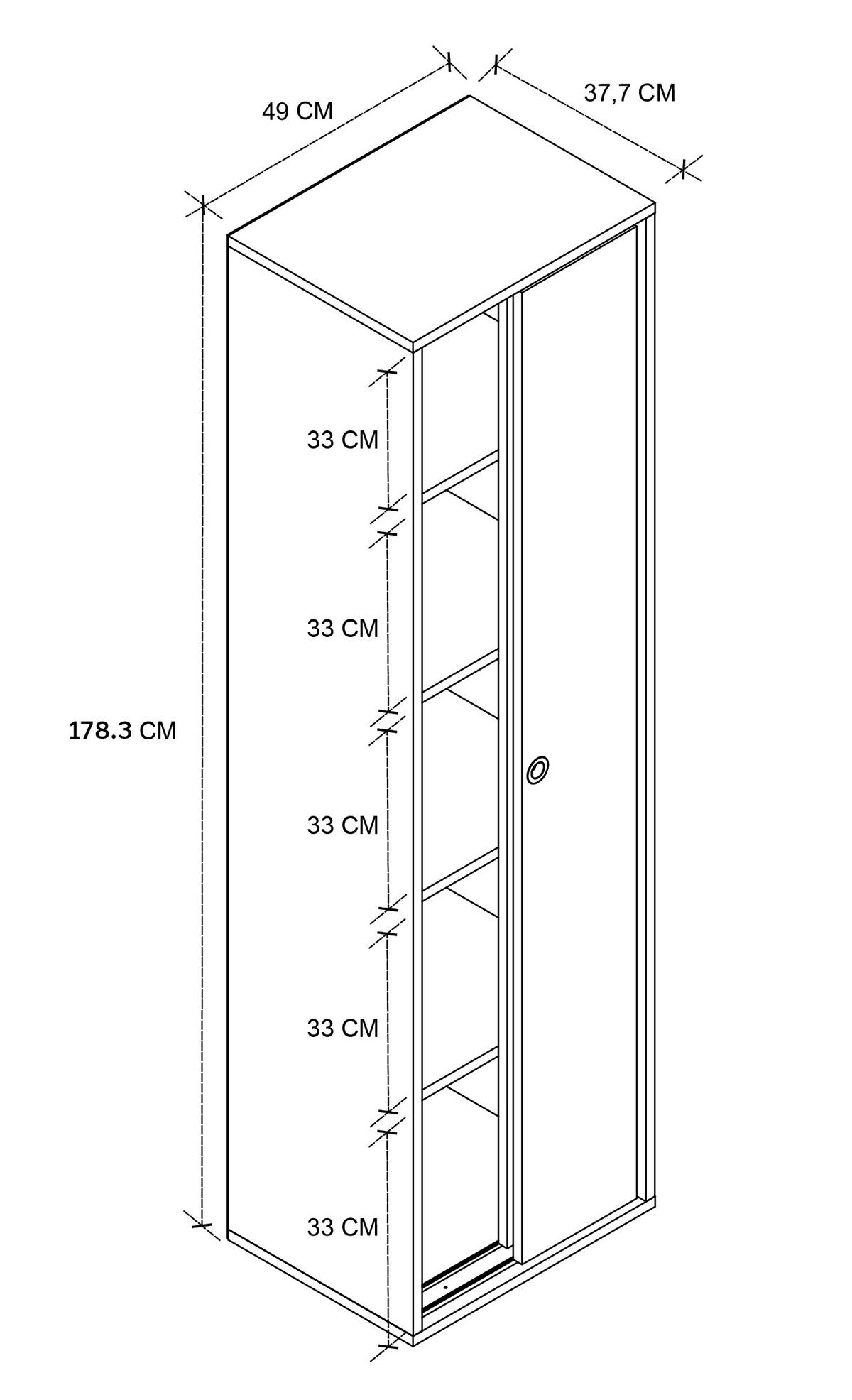 Aktenschrank Ulas Anthrazit Dekor B: 49 cm - Anthrazit, Design, Holzwerkstoff (49/168/38cm) - MID.YOU