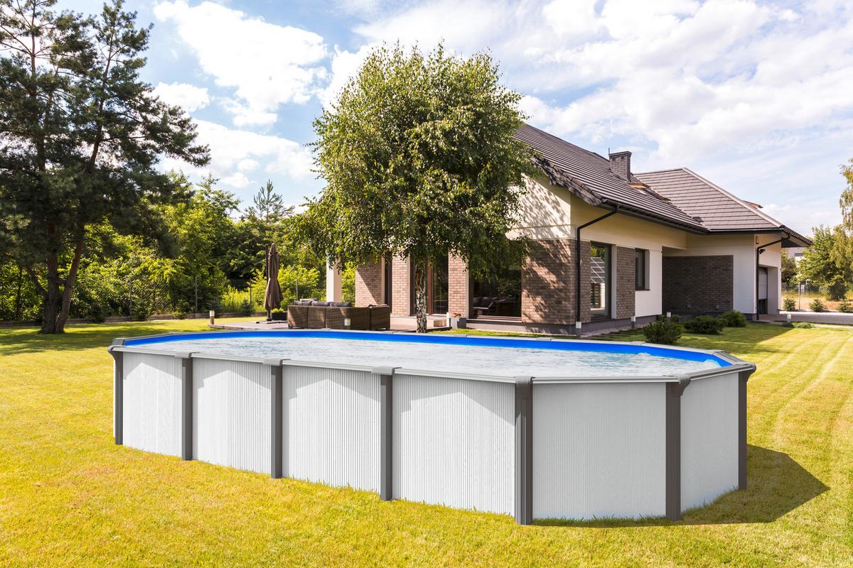 Pool-Set Stahlwandpool White-Design - Weiß/Grau, Basics (730/360/132cm)