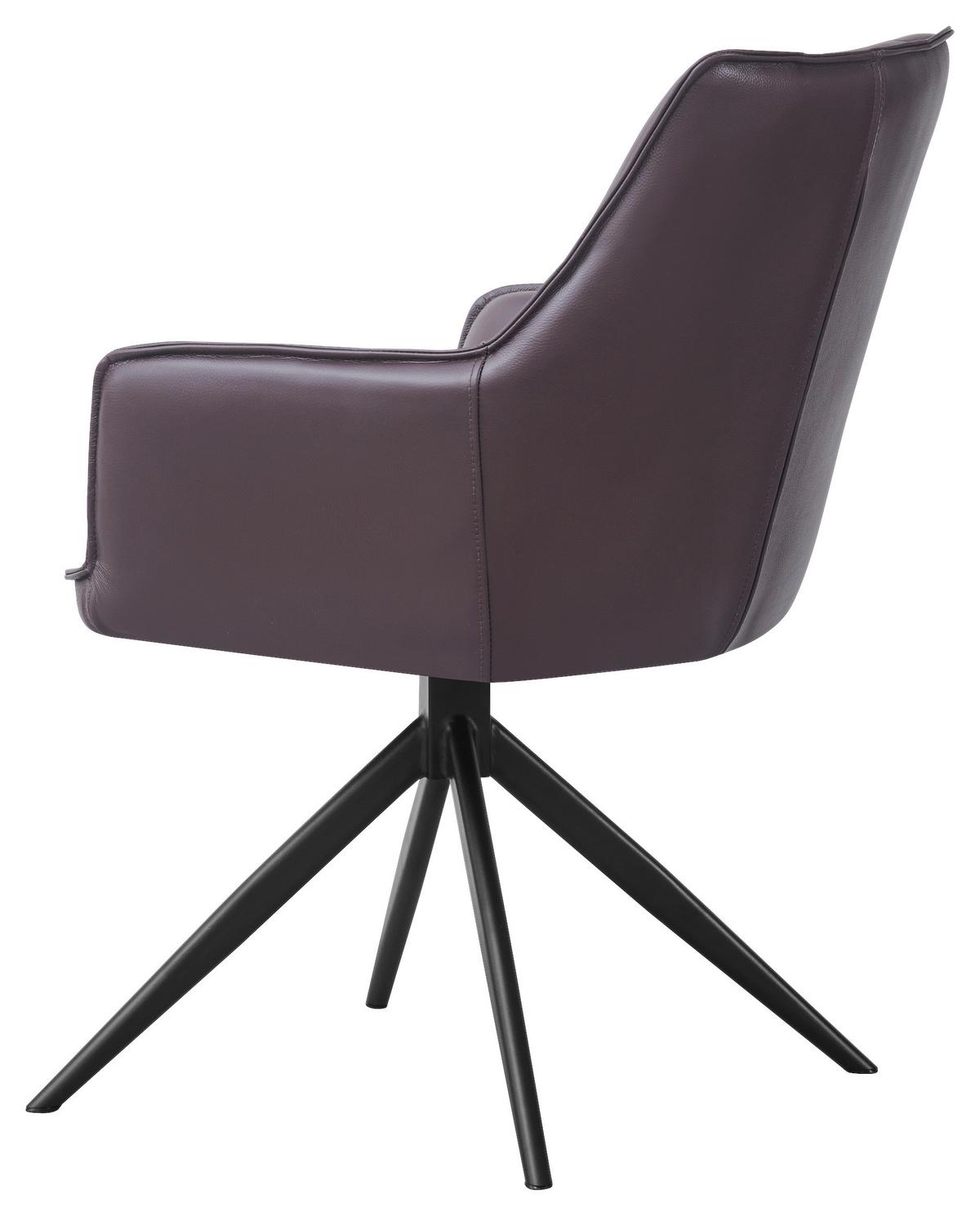 Armlehnstuhl Adriana Echleder braun, B: 57cm - Schwarz/Braun, MODERN, Leder/Holz (57/87/62cm)
