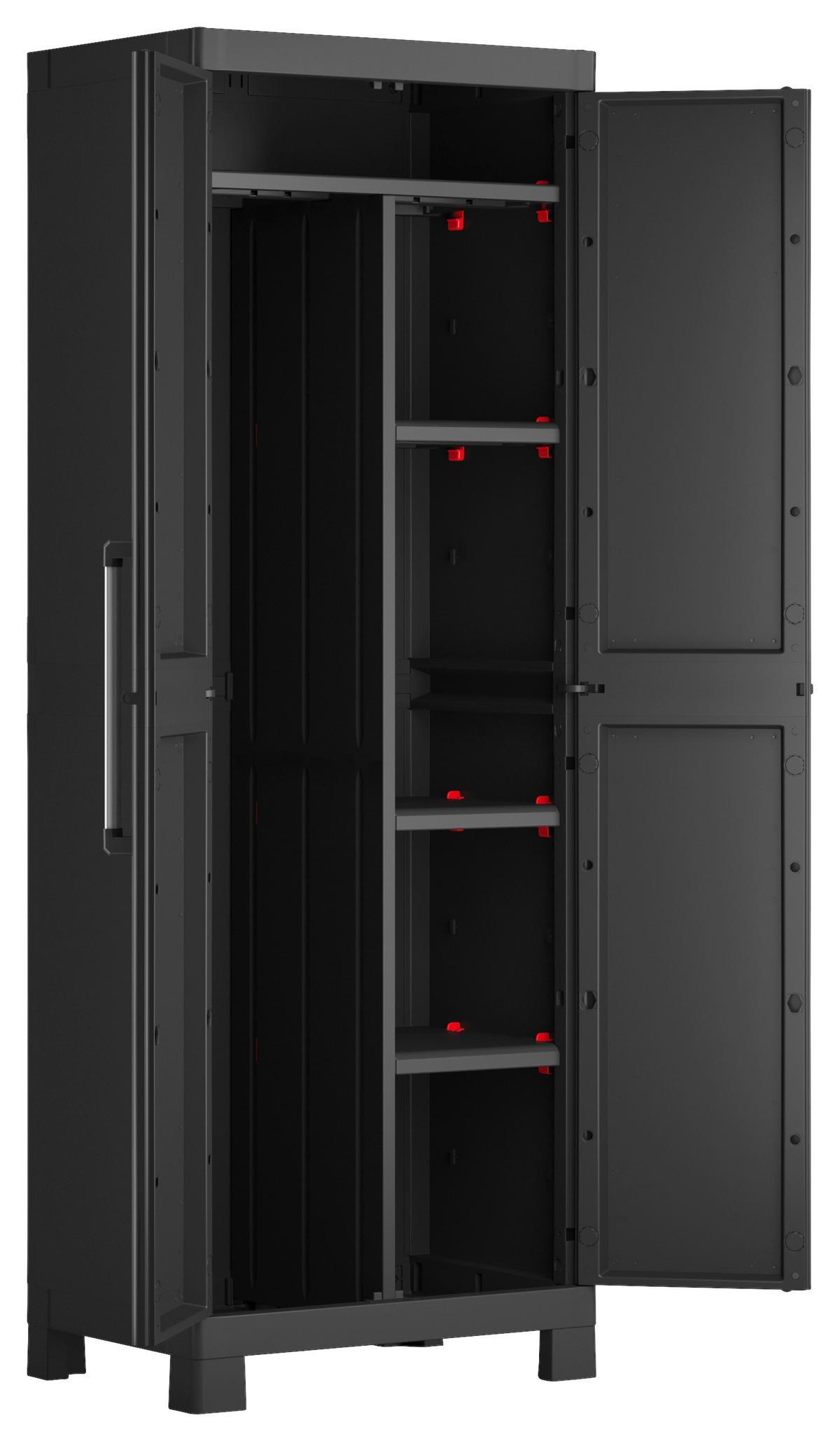 Werkzeugschrank E-com Detroit Multipurpose B: 45 Cm Schwarz - Schwarz, Design, Kunststoff (65/182/45cm) - Keter