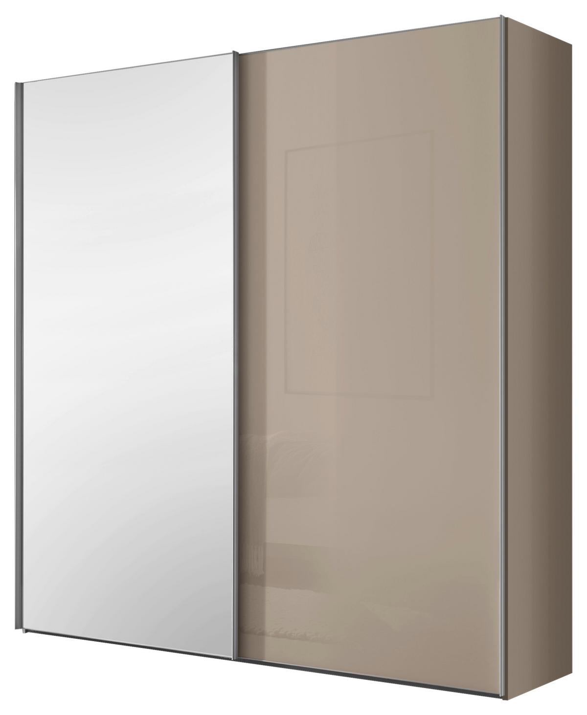 Šatníková skriňa LUMOS, šírka 200 cm - piesková/hliníková, Konventionell, kov/kompozitné drevo (200/222/68cm)