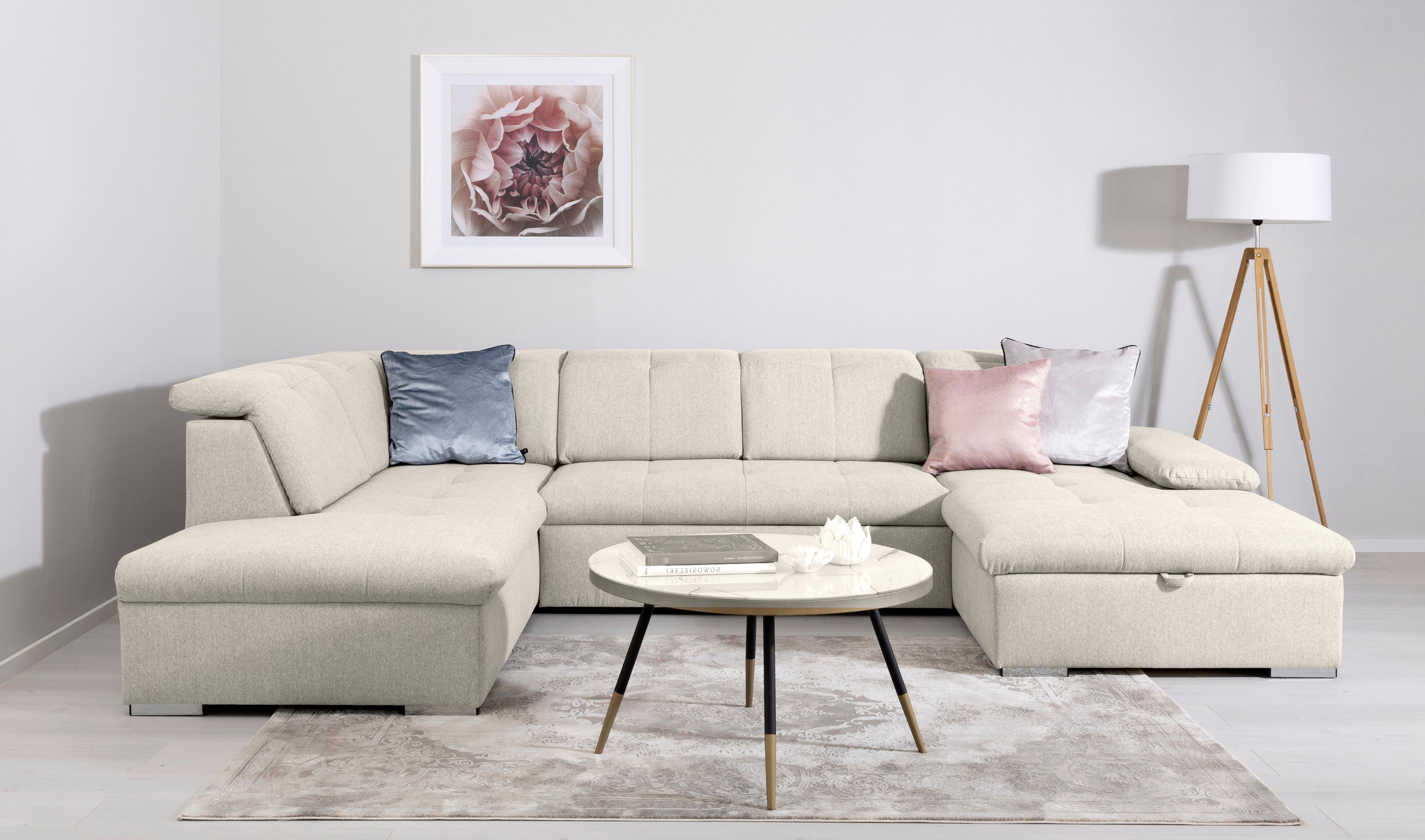 Wohnlandschaft Ramzes Beige U: 215x238x173 cm - Beige/Creme, Design, Textil (215/328/173cm) - MID.YOU