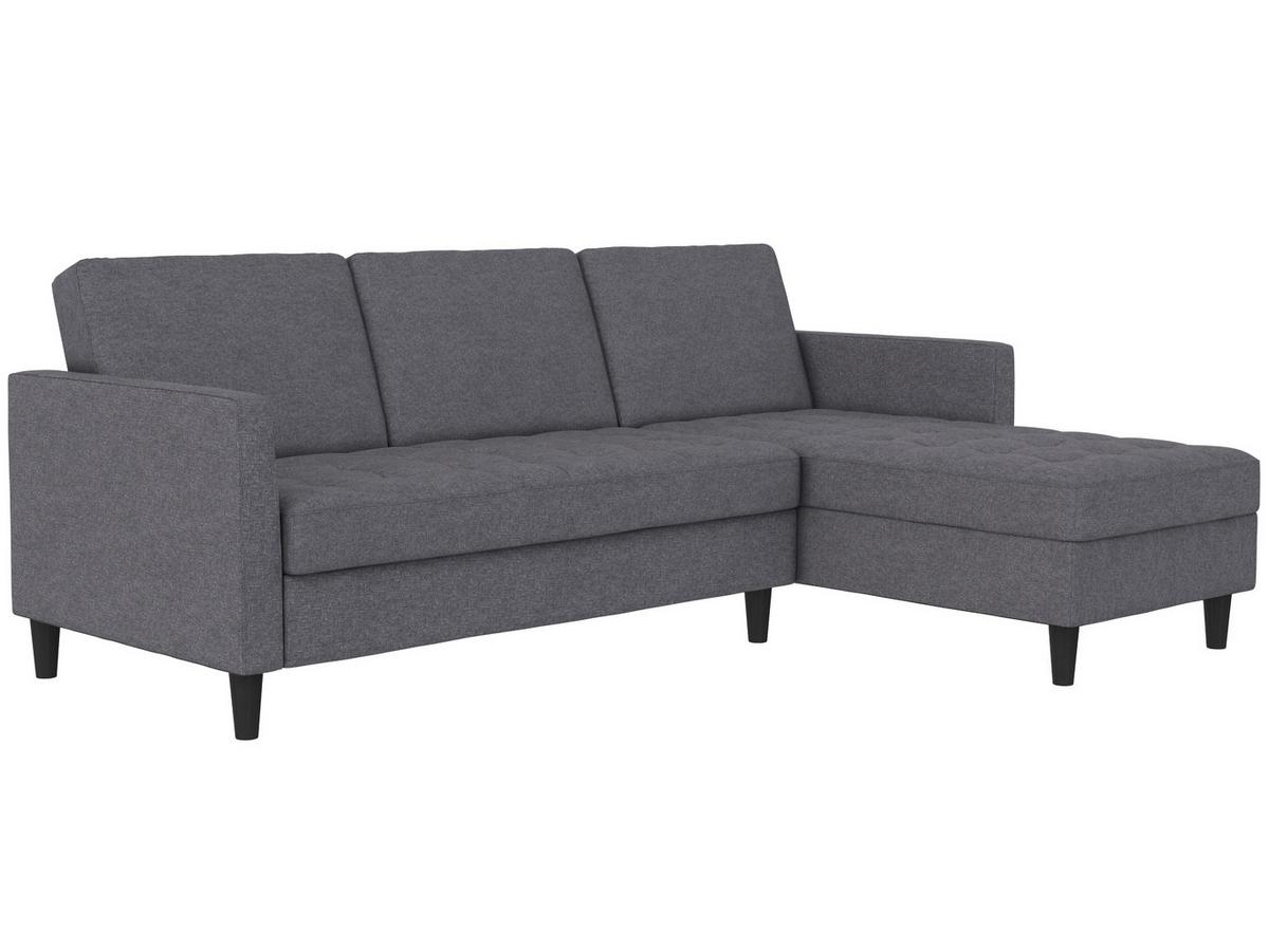 Ecksofa Palermo Grau, mit Stauraum - Schwarz/Grau, Basics, Textil (213/154cm) - Livetastic