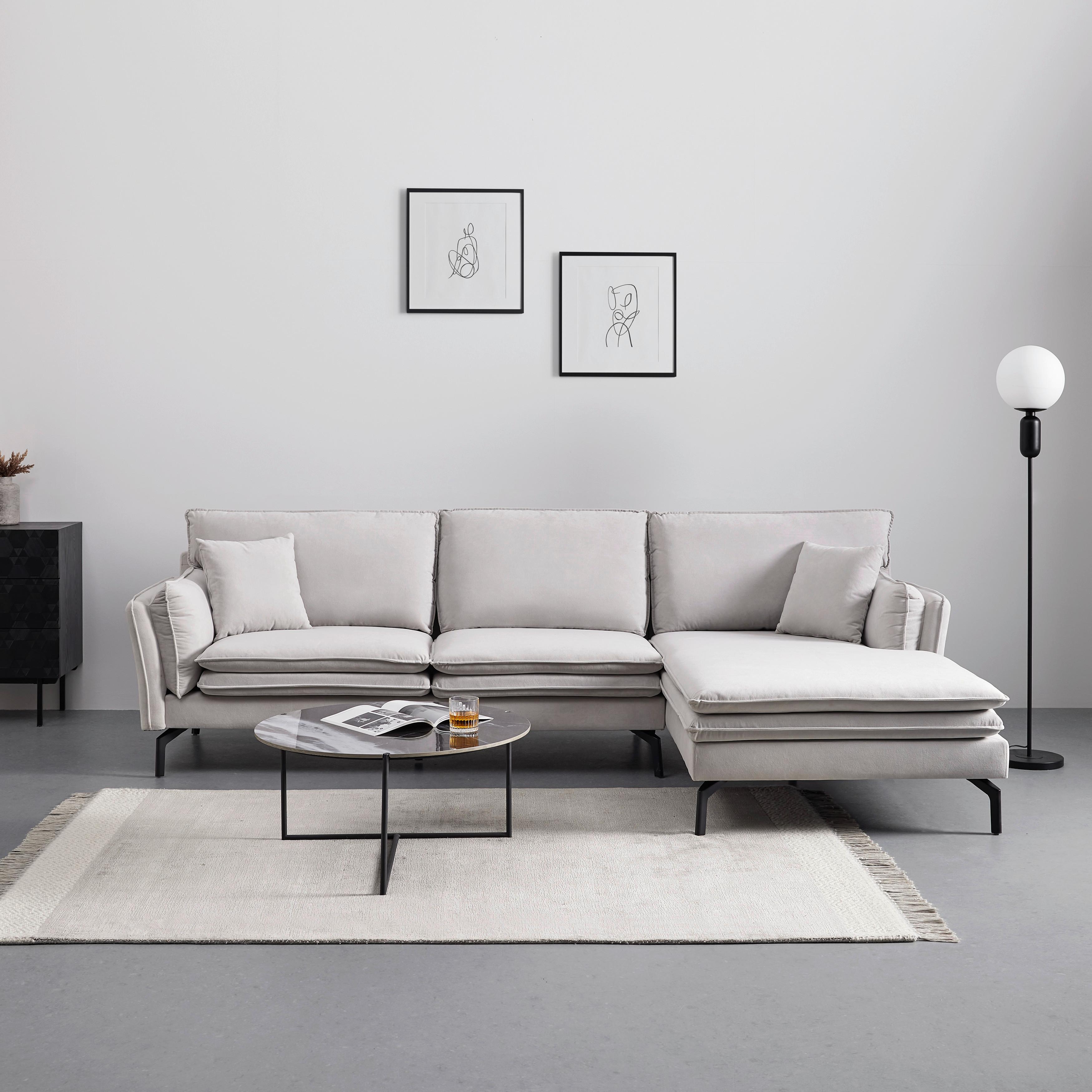 Sedacia súprava LANI béžová - čierna/svetlosivá, Modern, kov/drevo (296/86/89-170cm) - Bessagi Home