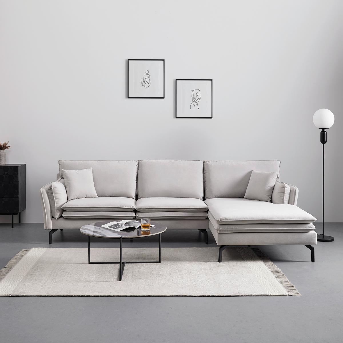 Sedací souprava LANI béžová - černá/světle šedá, Moderní, kov/dřevo (296/86/89-170cm) - Bessagi Home
