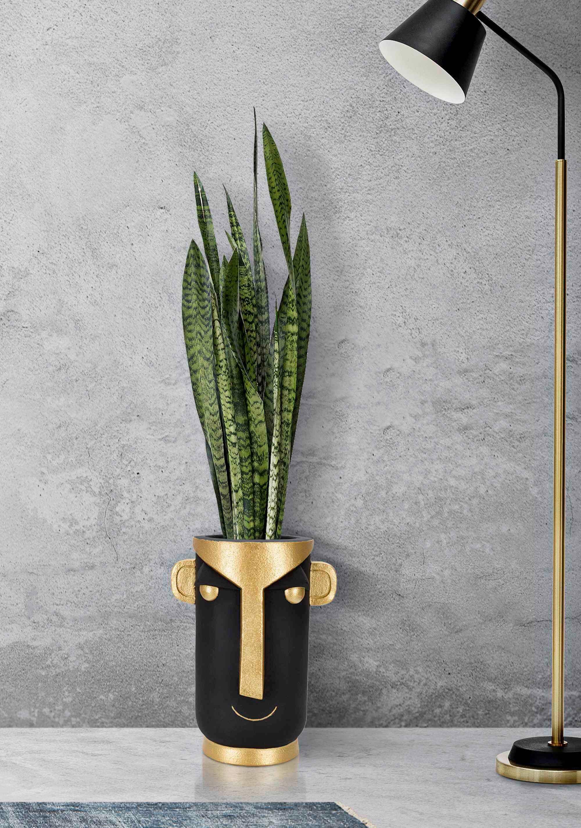 Vase Tribal C Schwarz, Goldfarben B: 30 cm - Goldfarben/Schwarz, Basics, Kunststoff (30/40/23.5cm)