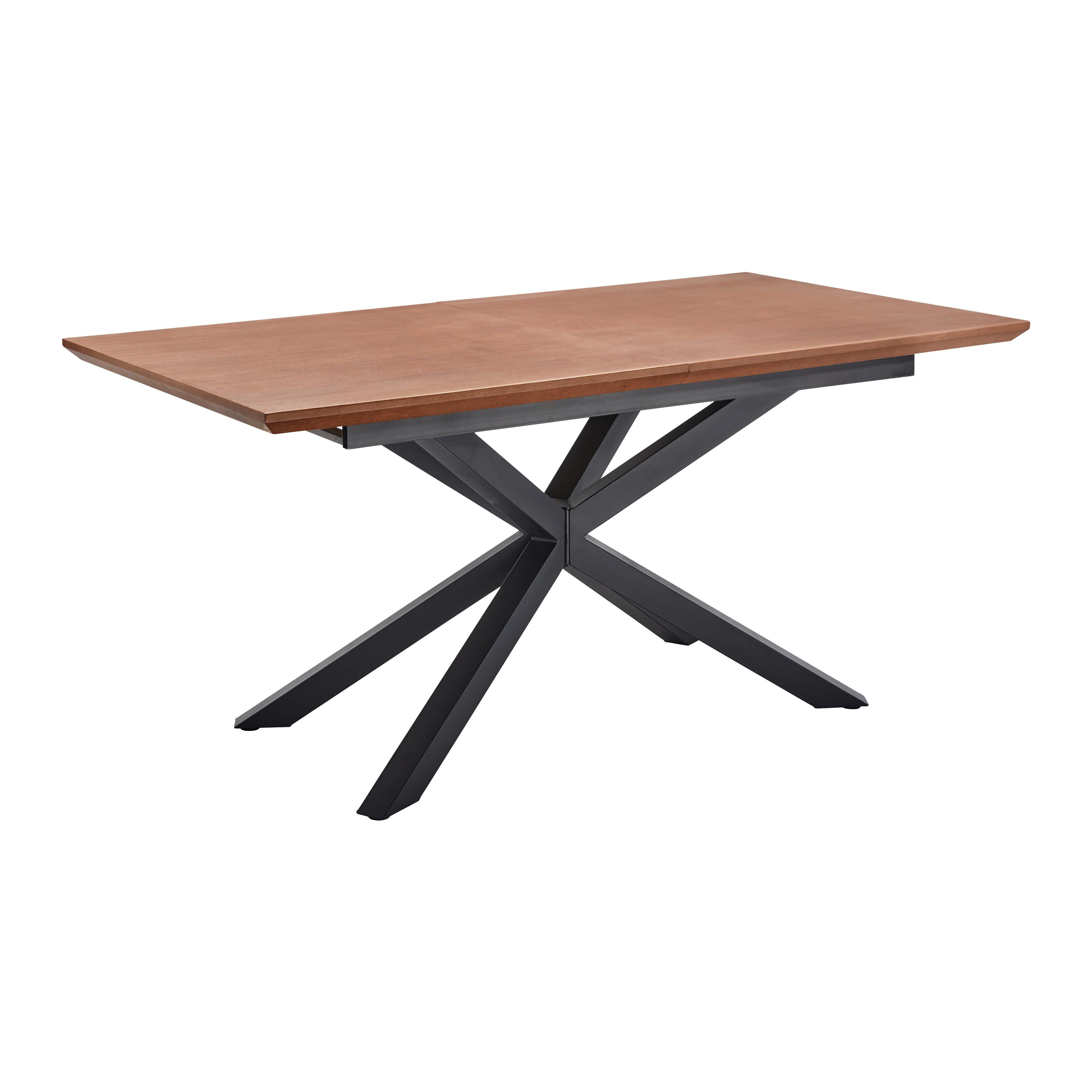 Jídelní stůl s rozkladem FULVIO 160-200 cm - černá/barvy vlašských ořechů, Moderní, kov/dřevo (160-200/77/90cm) - P & B
