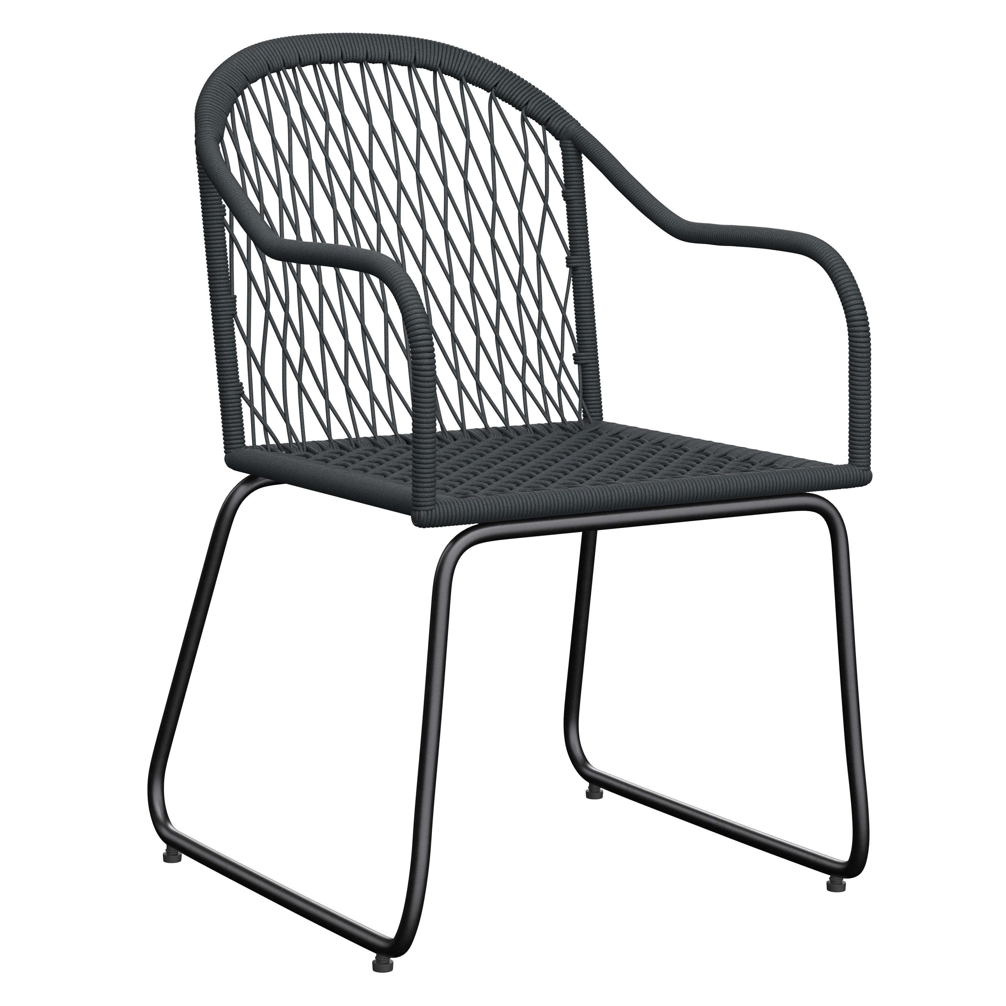 Gartenstuhl Melia Carbonstahl - Anthrazit/Schwarz, MODERN, Kunststoff/Metall (58/86/60cm) - Beldano