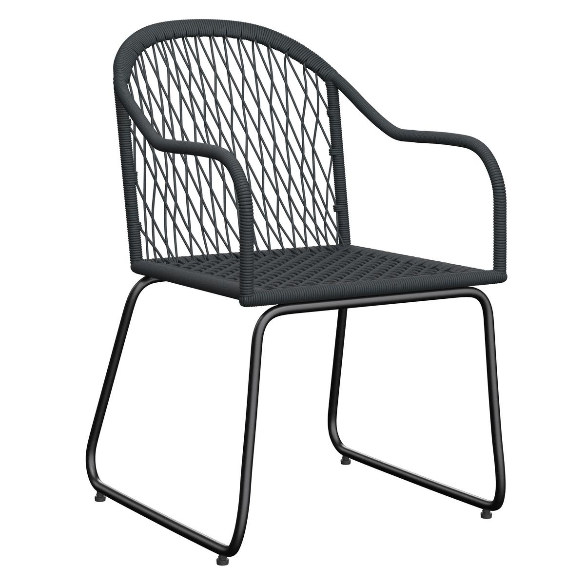 Gartenstuhl Melia Carbonstahl - Anthrazit/Schwarz, MODERN, Kunststoff/Metall (58/86/60cm) - Beldano