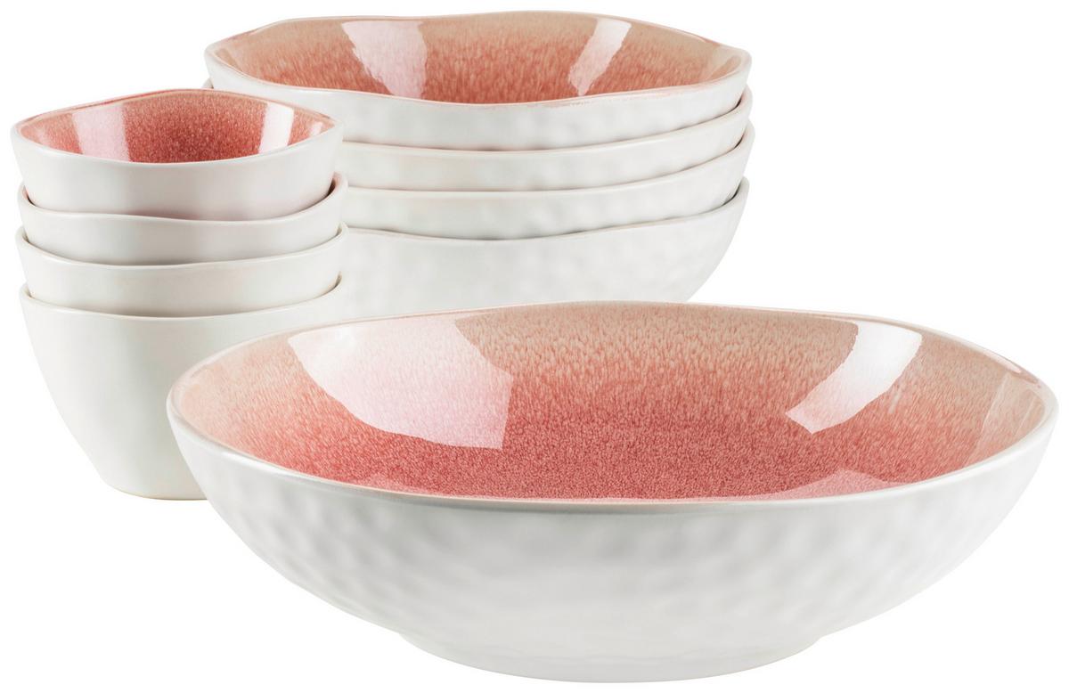 Schüsselset Frozen Steinzeug 9--Teilig. D: 10,5-26 cm - Beere, Trend, Keramik - Mäser