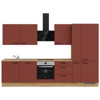 Küchenleerblock Easytouch High-Line, H11 Re. - Eichefarben/Rot, MODERN, Holzwerkstoff (330cm) - Nobilia