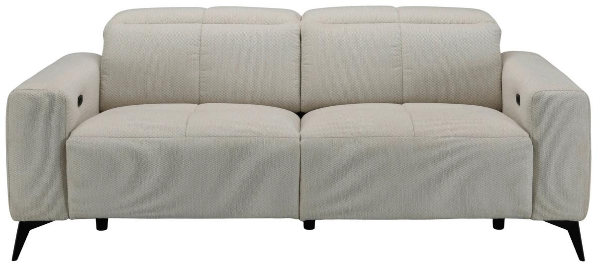 Sofa Chicago Chenille beige, B: 206cm - Beige/Schwarz, MODERN, Holz/Kunststoff (206/78/107cm)