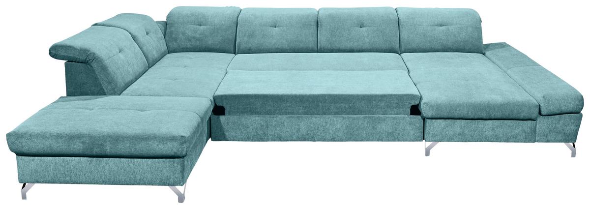Ecksofa Melfi Türkis U: 245 Cm - Türkis/Silberfarben, MODERN, Textil (245/350/168cm) - MID.YOU