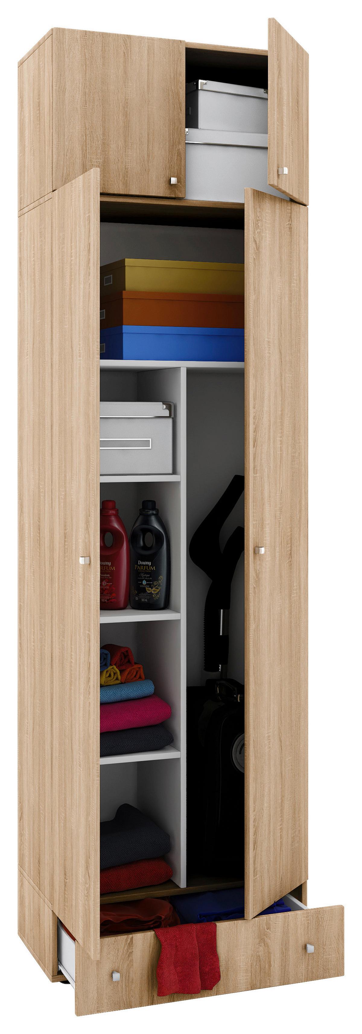 Víceúčelová skříň VANDOL, nástavba se zásuvkou - černá/barvy stříbra, Moderní, kompozitní dřevo/plast (70/238/39cm) - MID.YOU