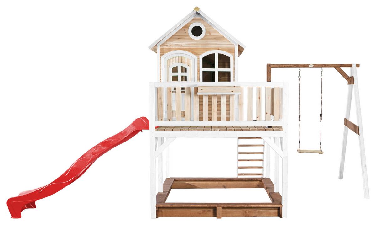 Spielturm A030.152.21 - Rot/Braun, KONVENTIONELL, Holz/Kunststoff (541/291/277cm) - Ambia Garden
