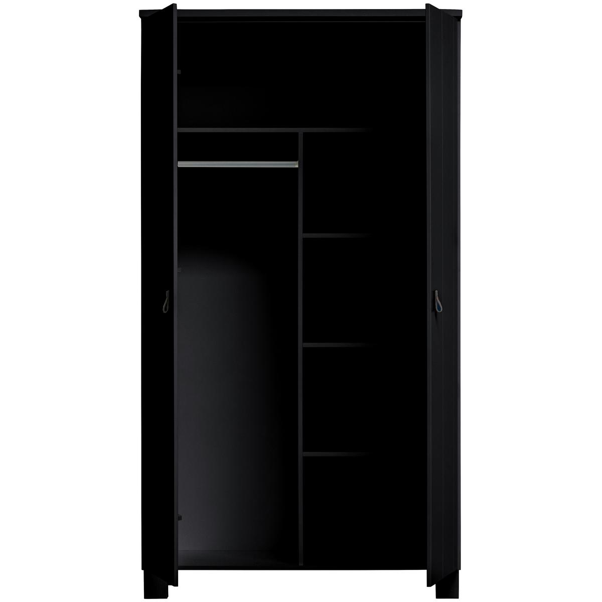 DREHTÜRENSCHRANK Ties Schwarz B: 111cm - Schwarz, Basics, Holz (111/202/55cm) - MID.YOU